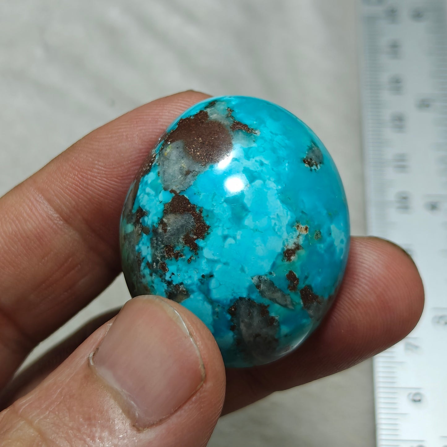 Natural stabilized turquoise cabochon with Pyrite 29.7 grams