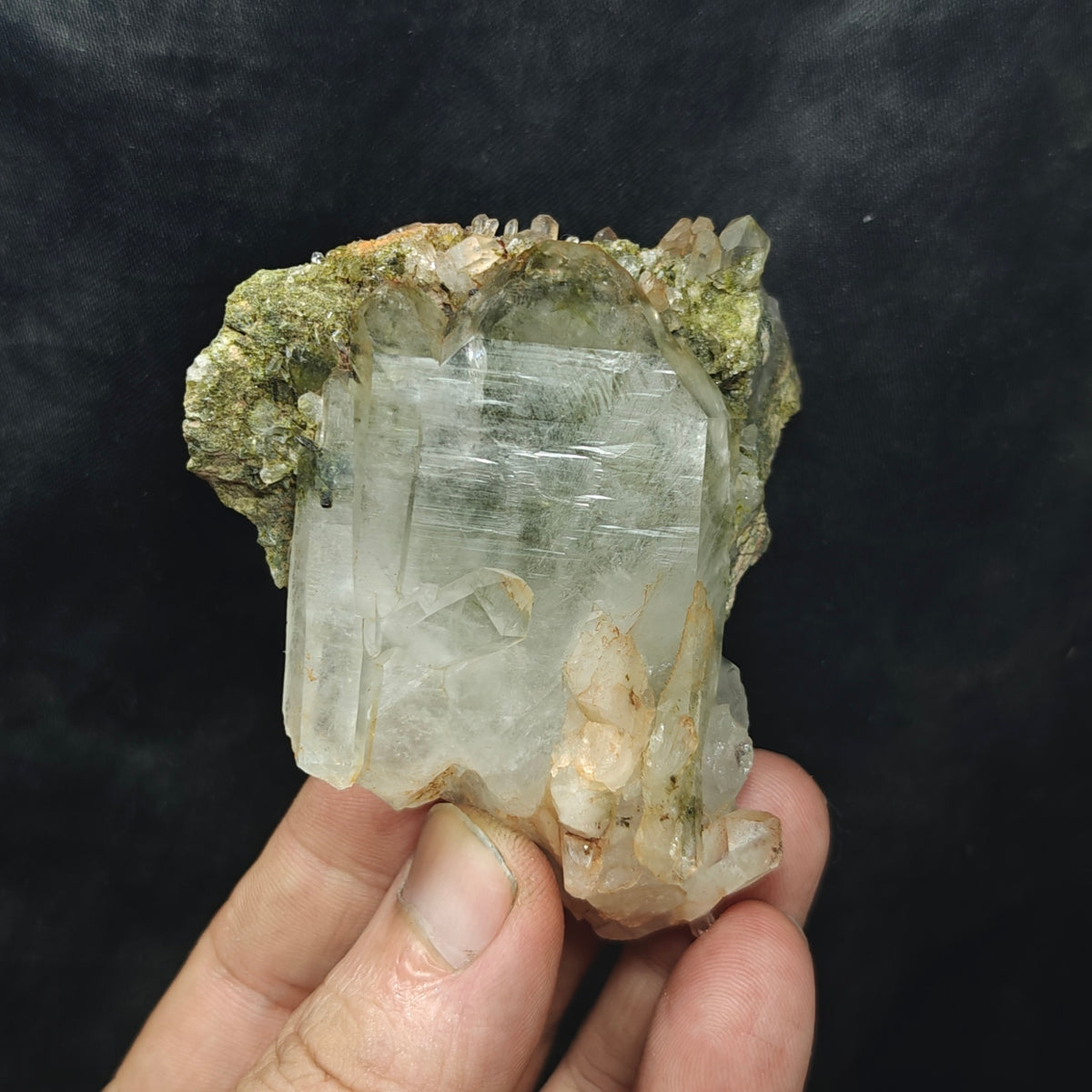 Natural Epidote Quartz cluster 157 grams