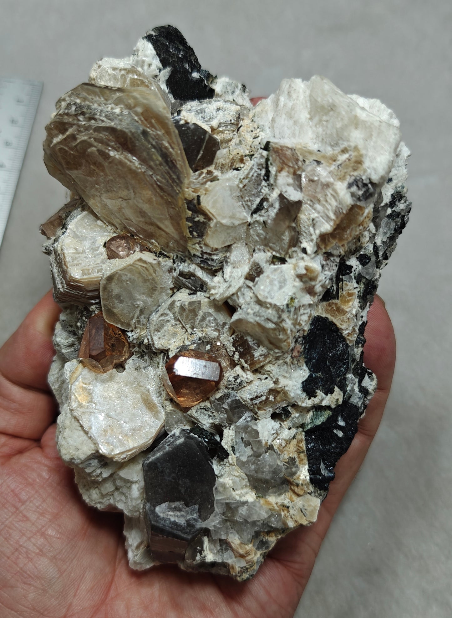 peach color Topaz crystals on matrix 686 grams