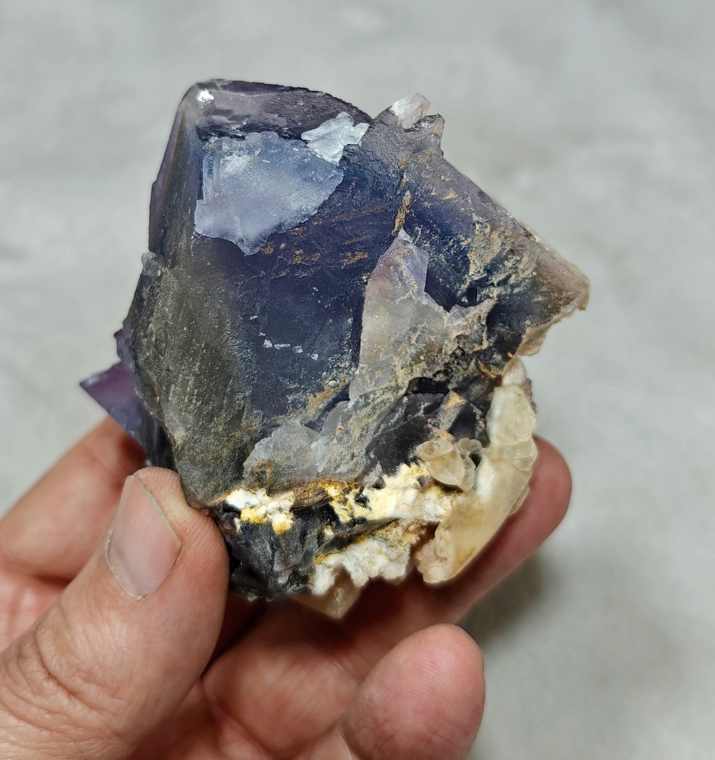 Purple Fluorite with Calcite 270 grams