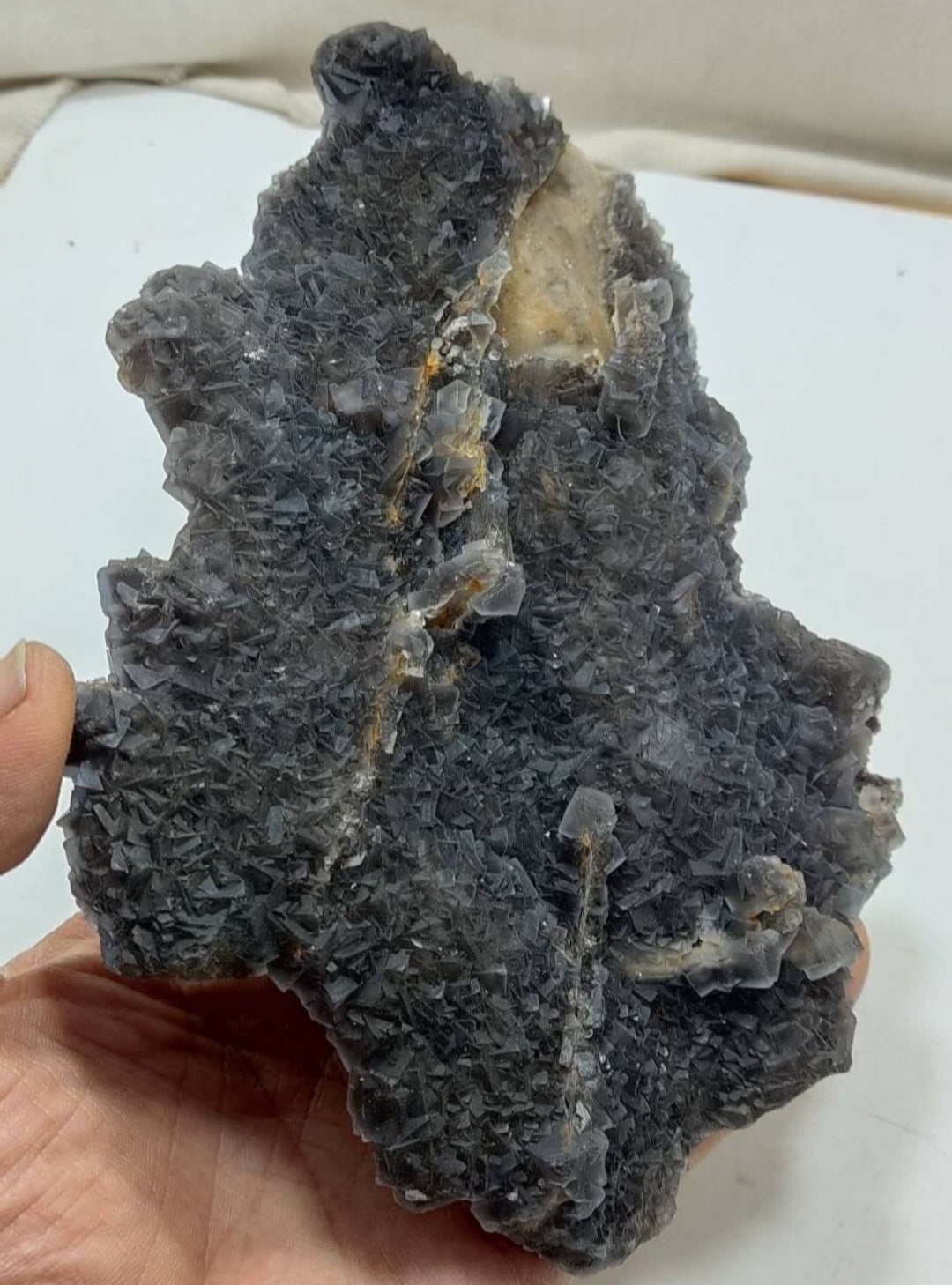 Cubic fluorite crystals cluster 666 grams