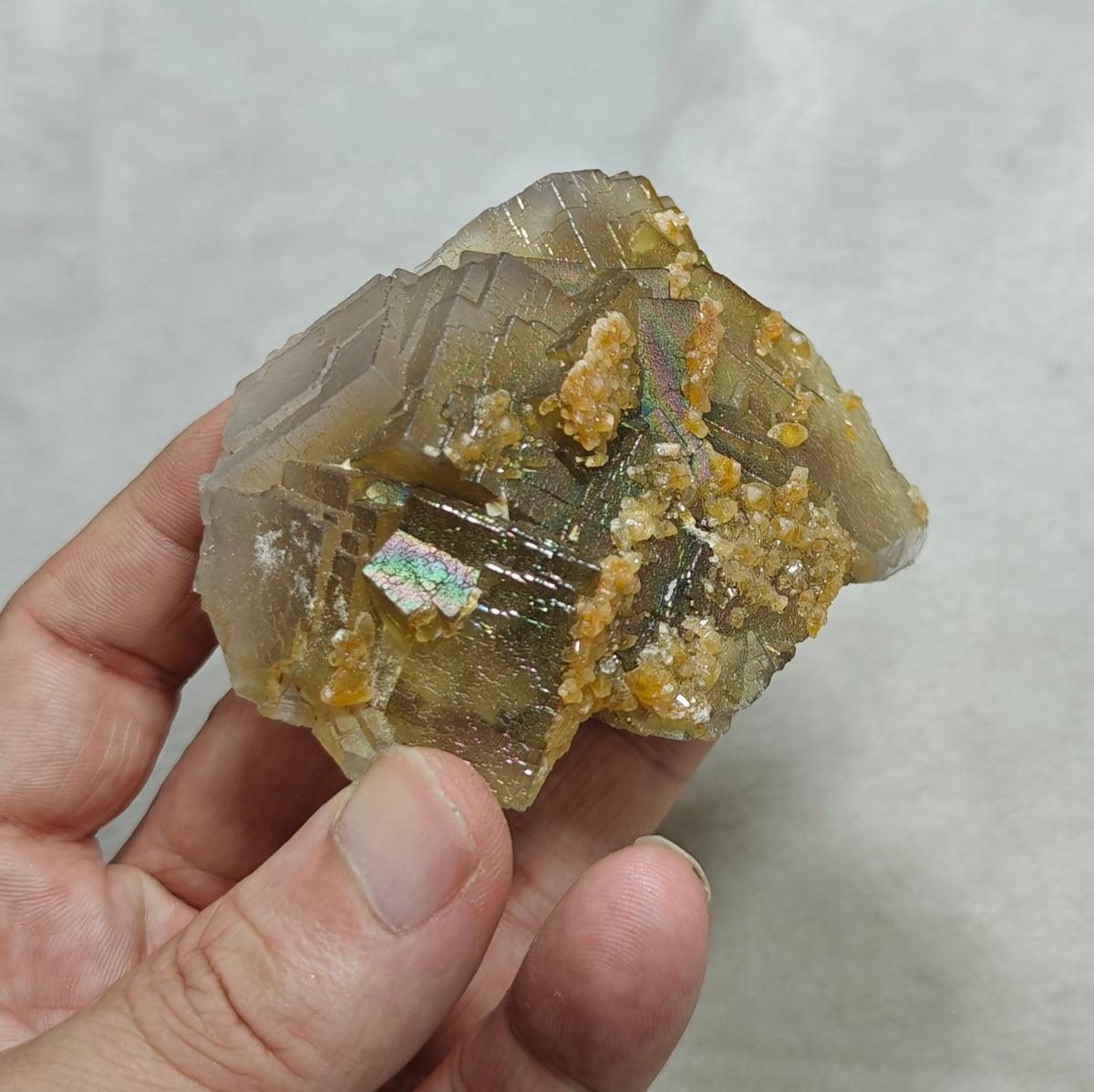 Natural iridescent Fluorite and Calcite 236 grams