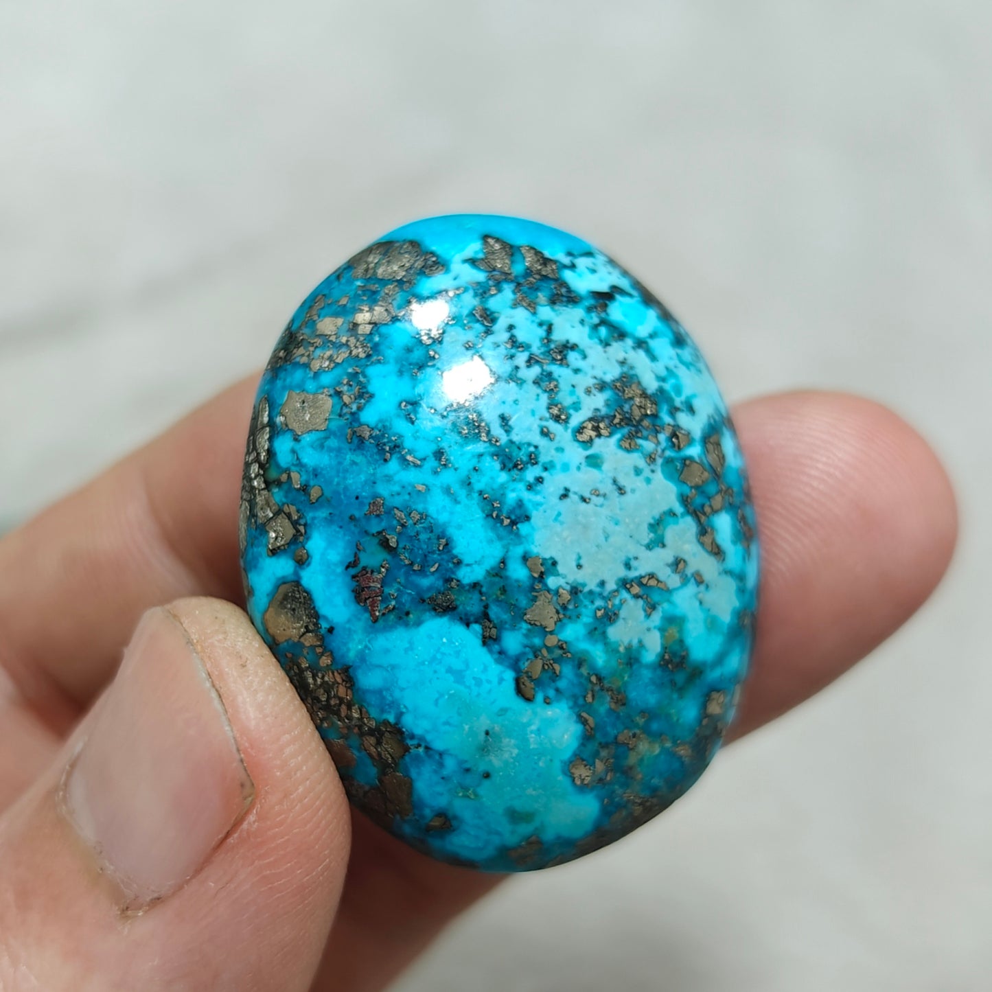 Single amazing natural turquoise cabochon with Pyrite 28.5 grams