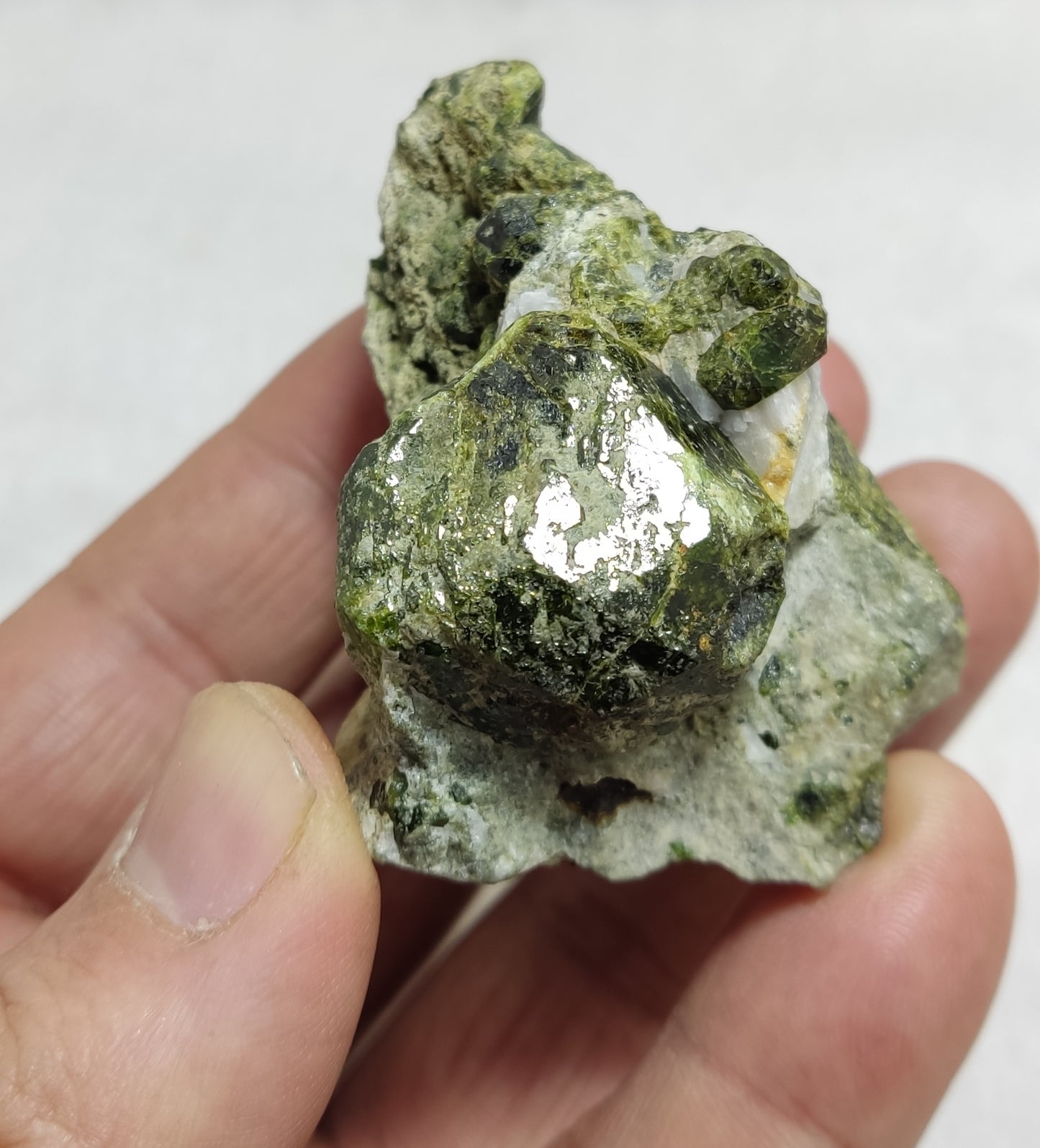 Garnet variety demantoid crystal on matrix 104 grams