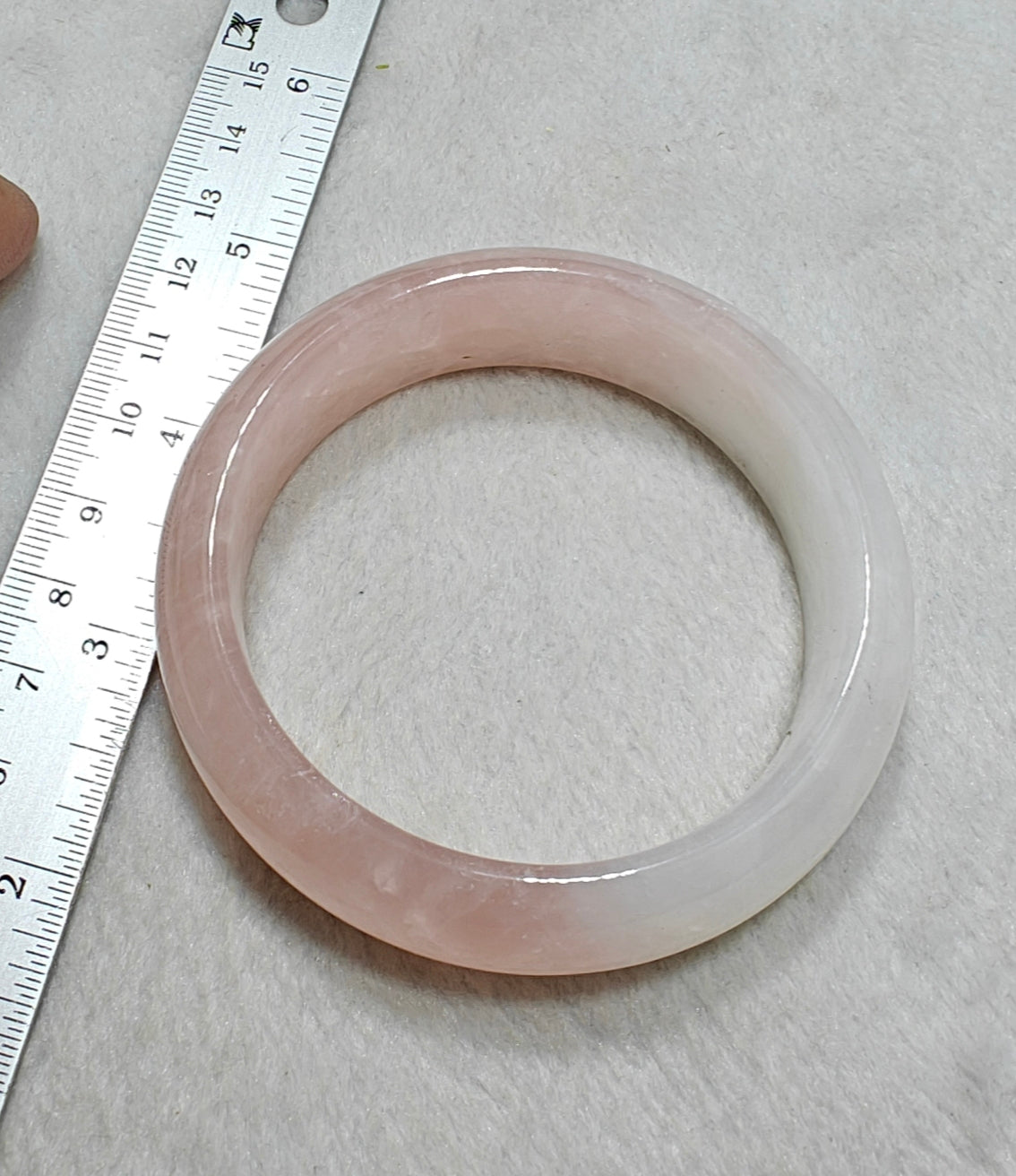 Natural bicolor calcite pink and white bangle 61 mm