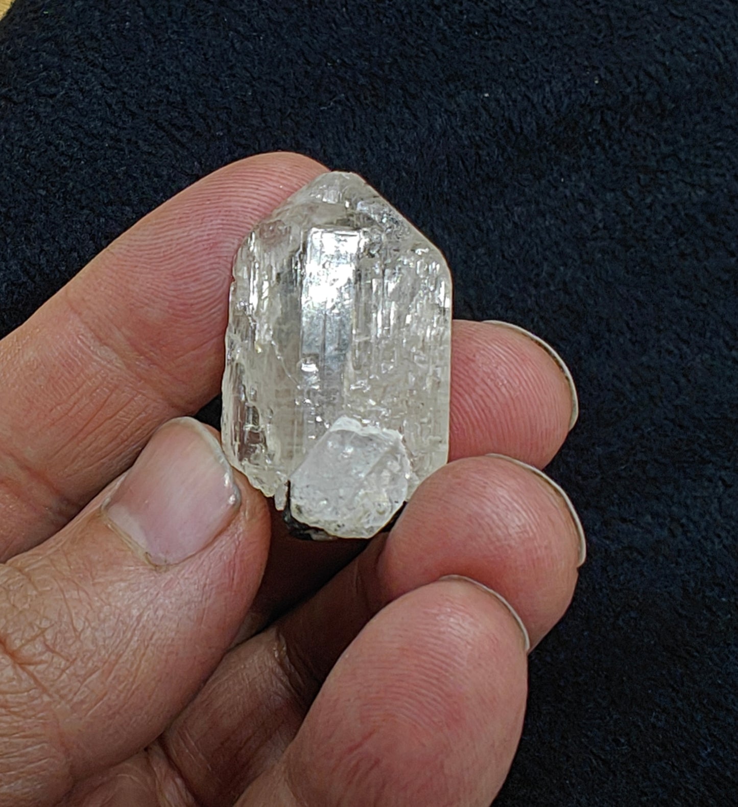 Natural terminated topaz crystal with black tourmaline 17 grams