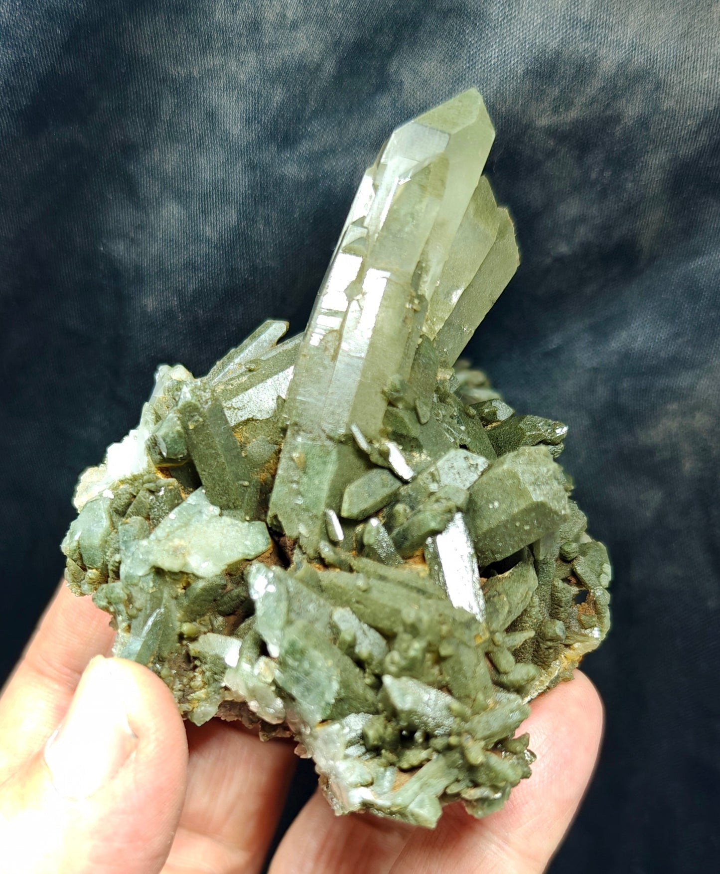 Natural chlorite quartz cluster 200 grams