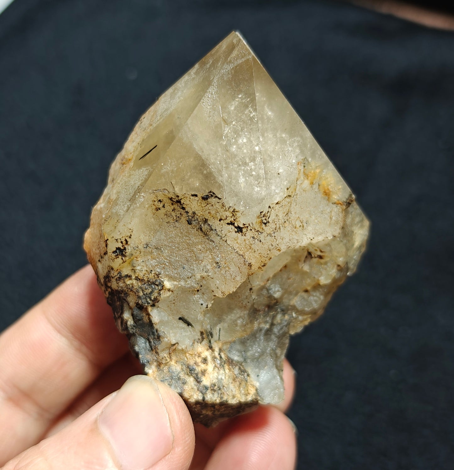 Natural astrophyllite quartz crystal with aegirine inclusions 143 grams