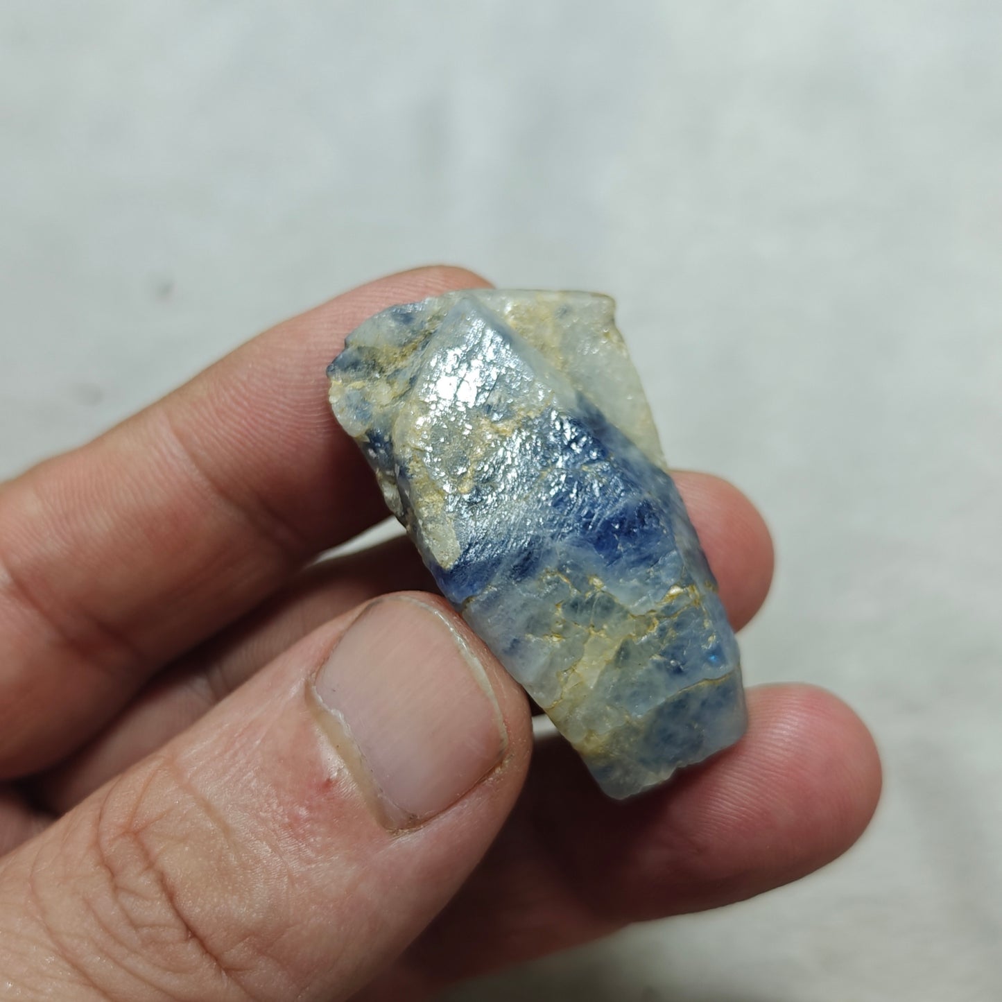 Natural Terminated blue sapphire crystal with some matrix 24 grams