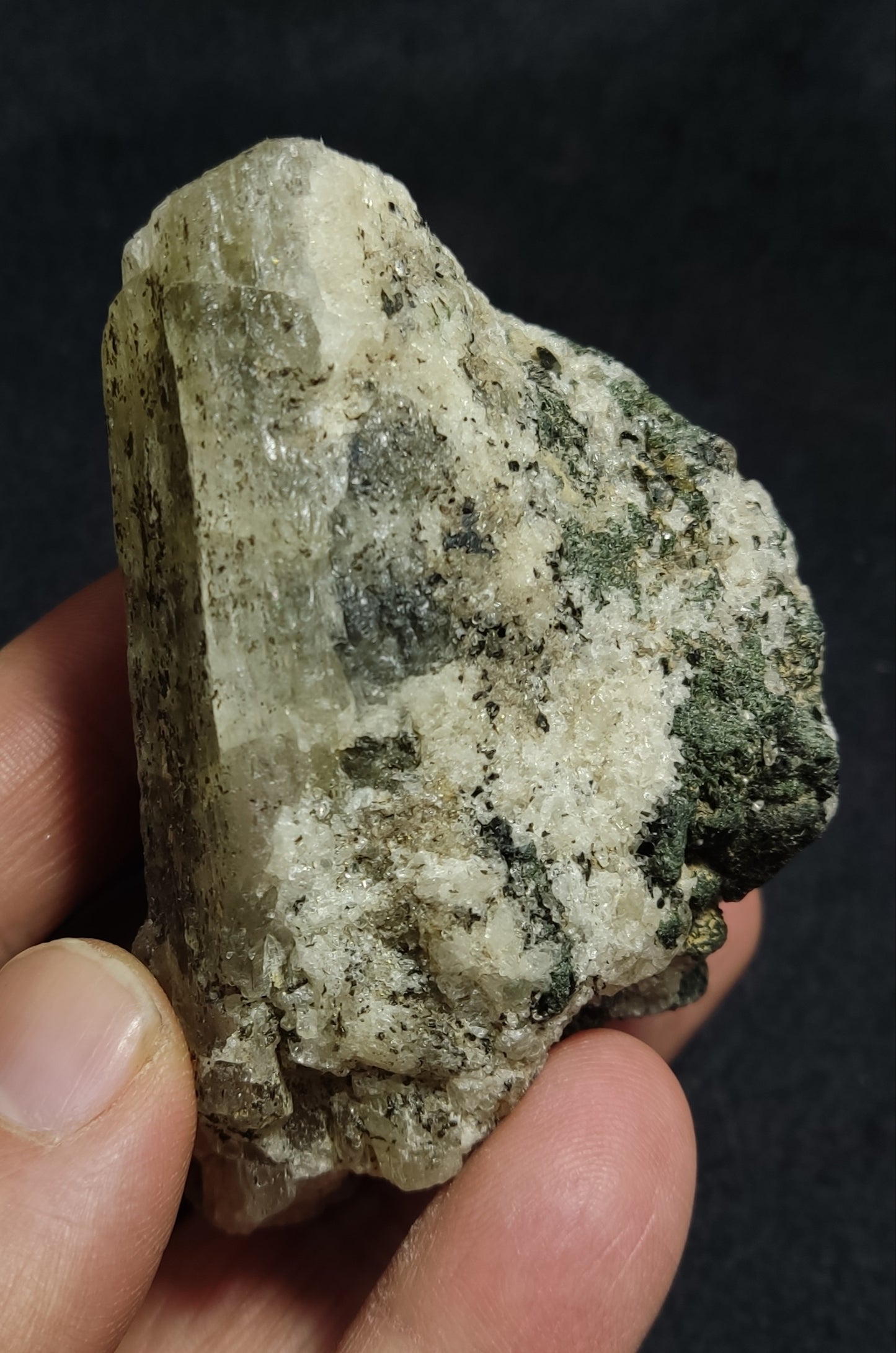 Natural Scapolite Crystal twin Formations with Epidote 222 grams