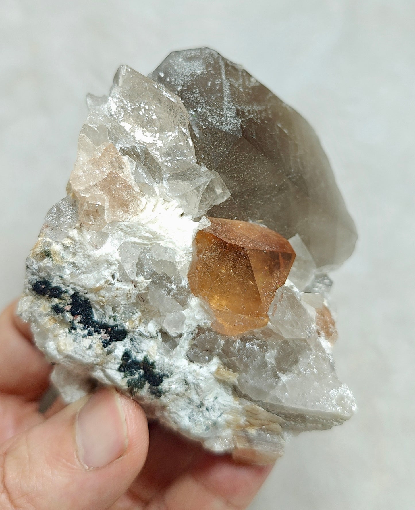 Peach color Topaz crystal on matrix 400 grams