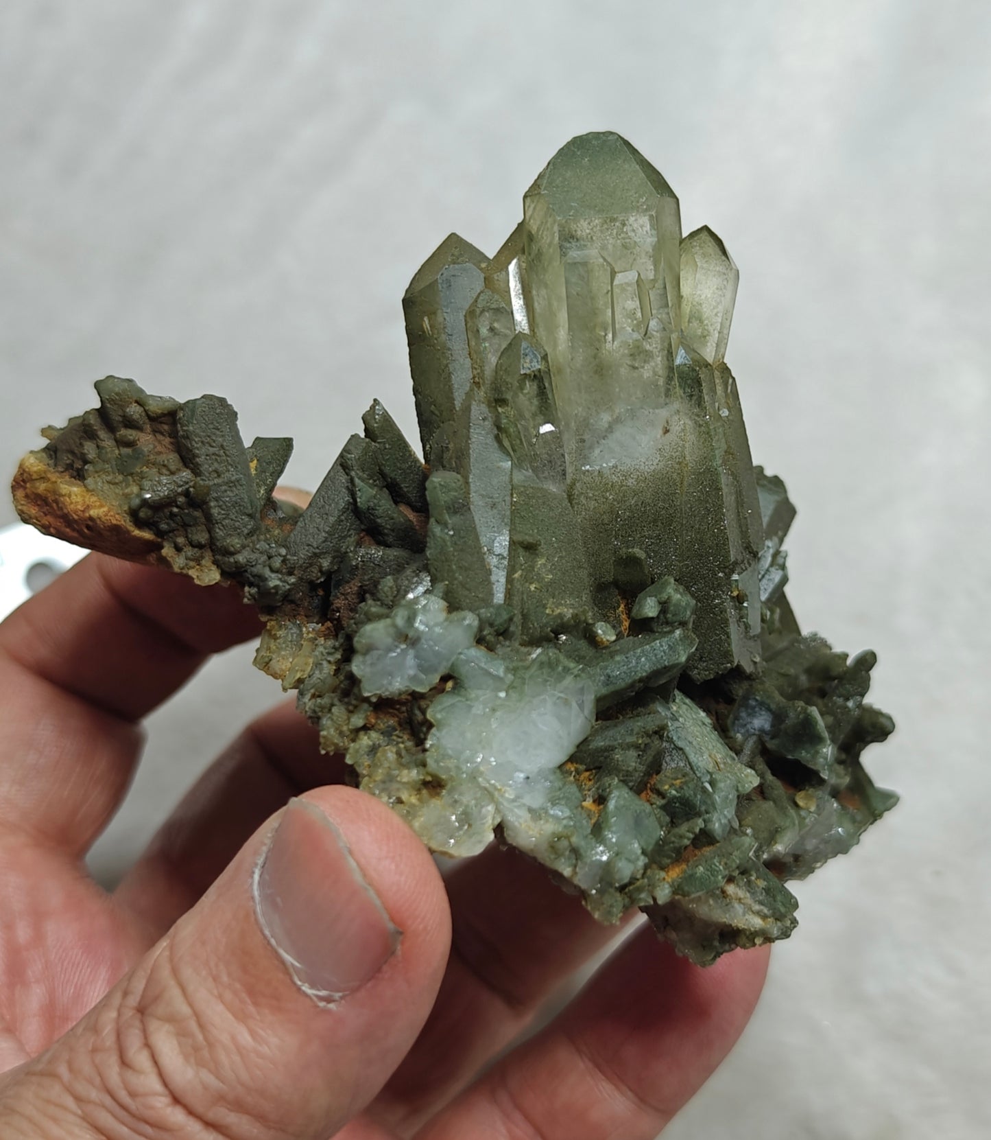 Natural chlorite quartz cluster 200 grams