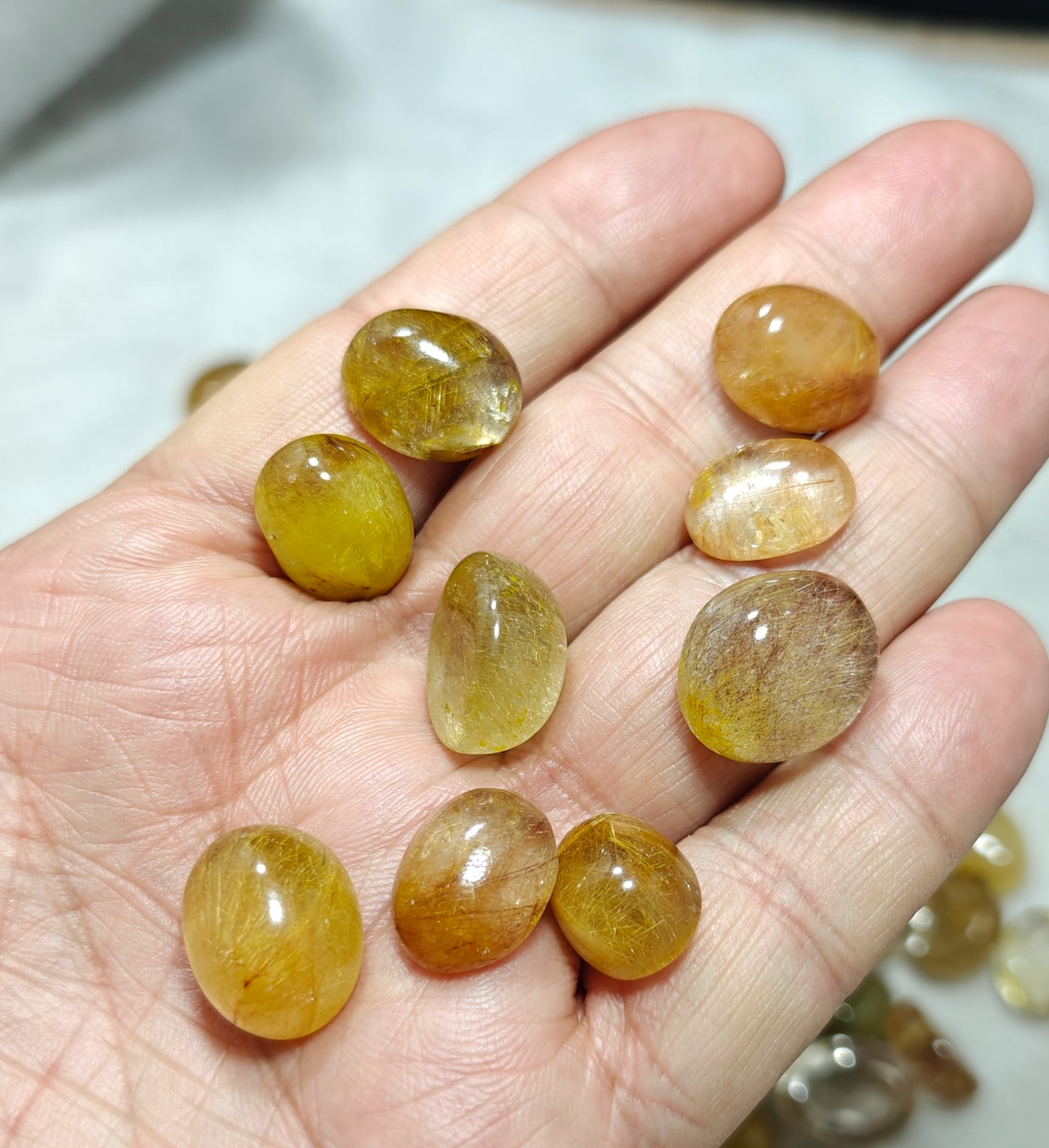 Rutilated Brazilian included polished quartz Cabochon 200 grams