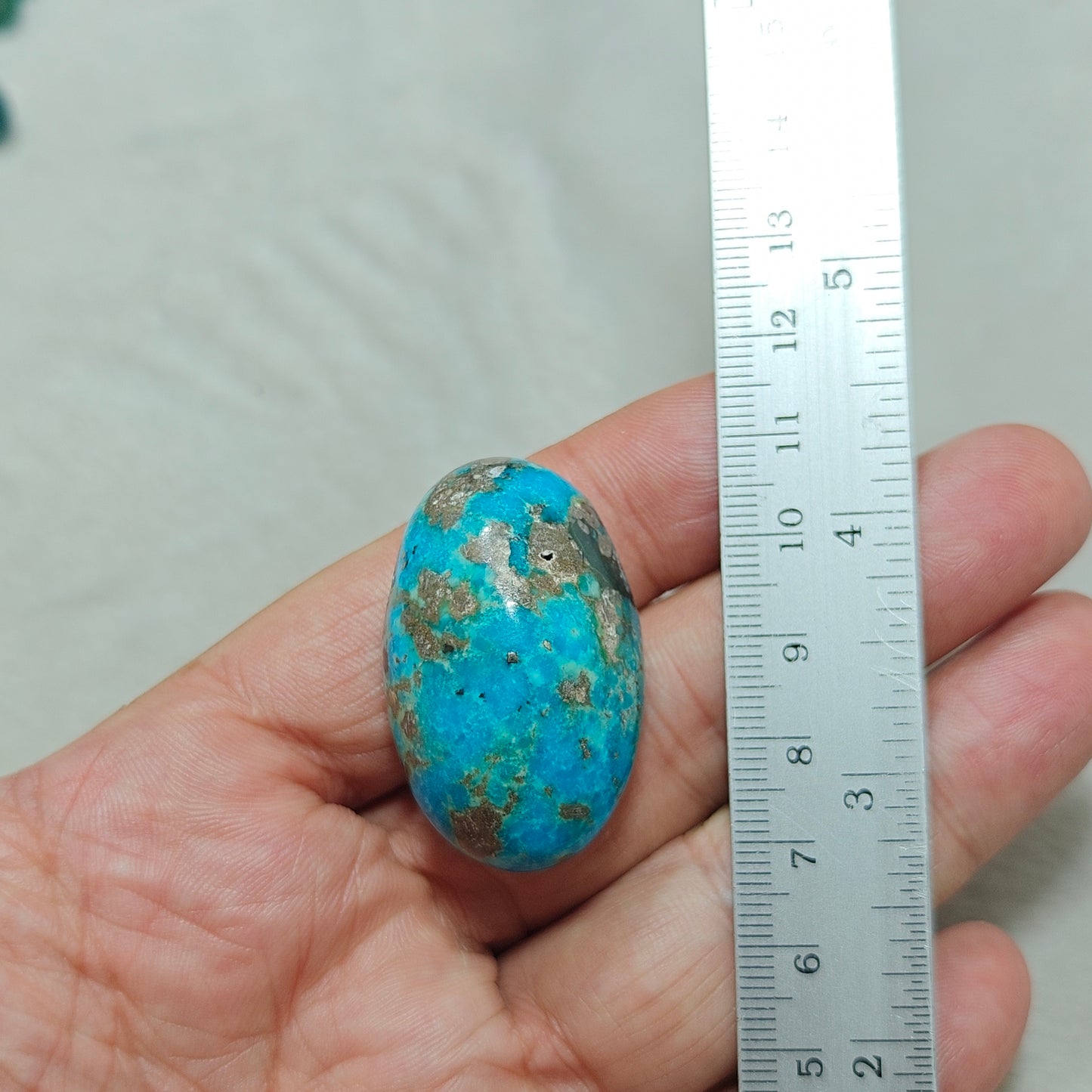 Single amazing natural turquoise cabochon with Pyrite 27.4 grams