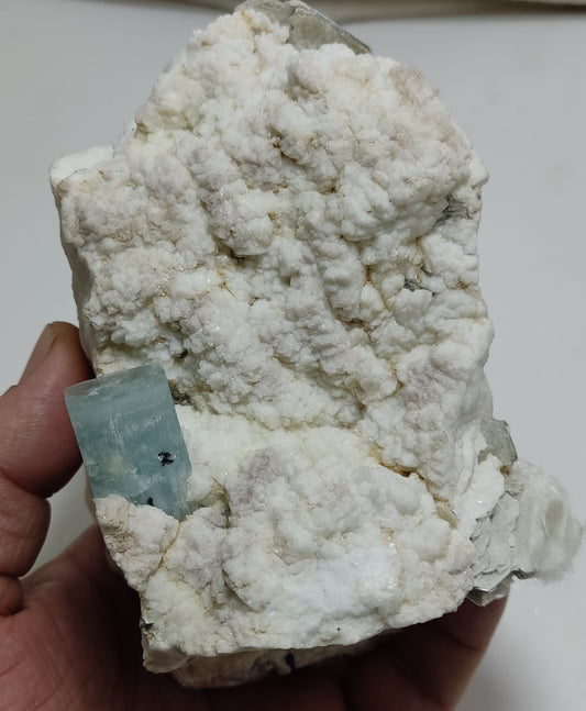 An aesthetic Specimen of Afghanistan Aquamarine with mica and Schorl 1070 grams