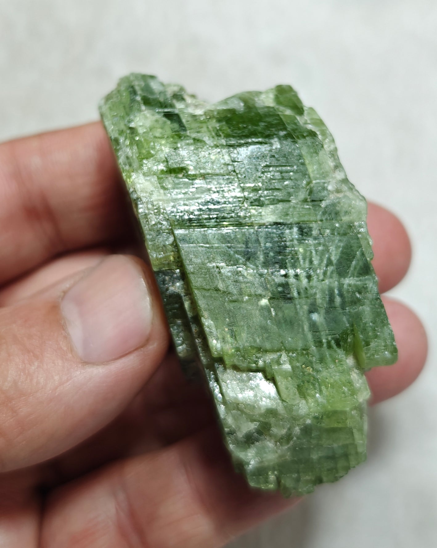 Green diopside crystal 132 grams