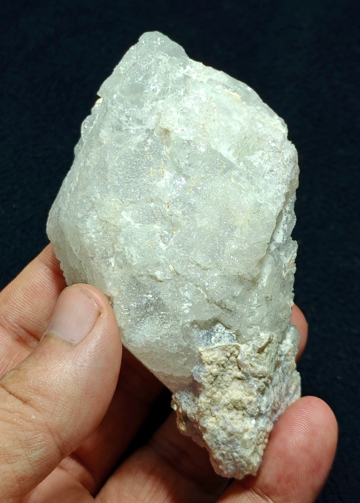 Natural etched pollucite with green tourmalines 260 grams