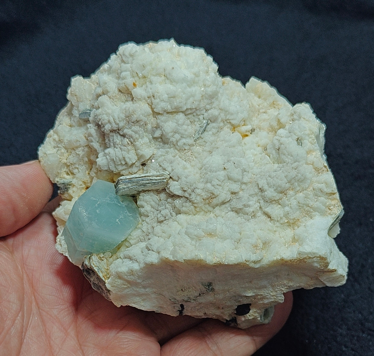 Afghanistan Aquamarine Crystal on matrix with albite 500 grams