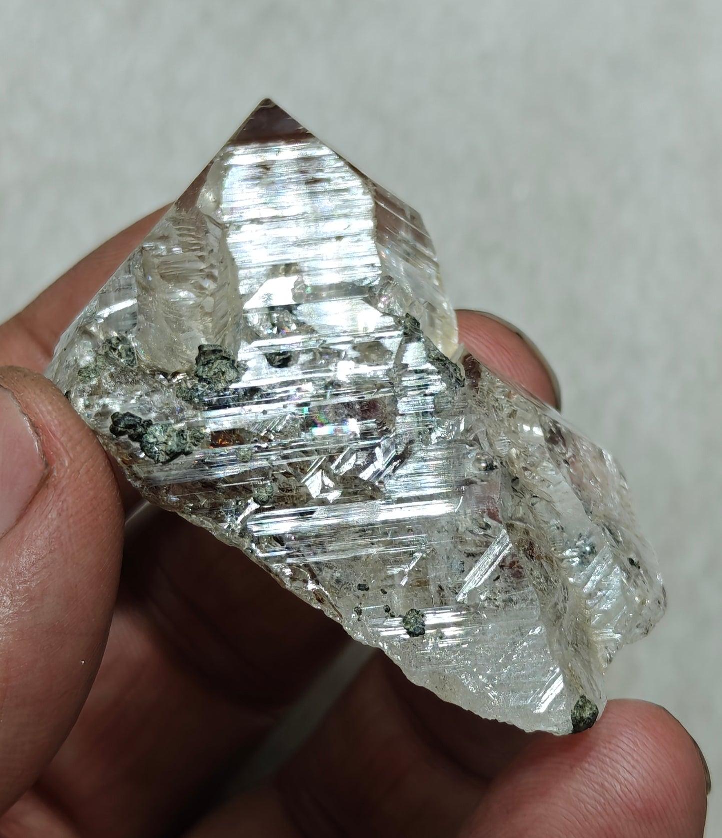 Terminated quartz crystal with unique inclusions 42 grams