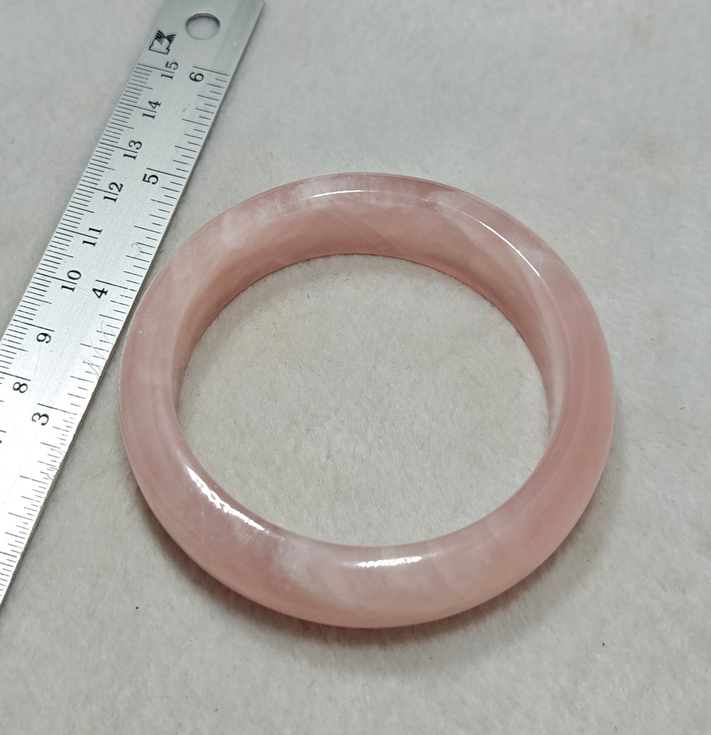 Natural pink calcite bangle 62mm diameter