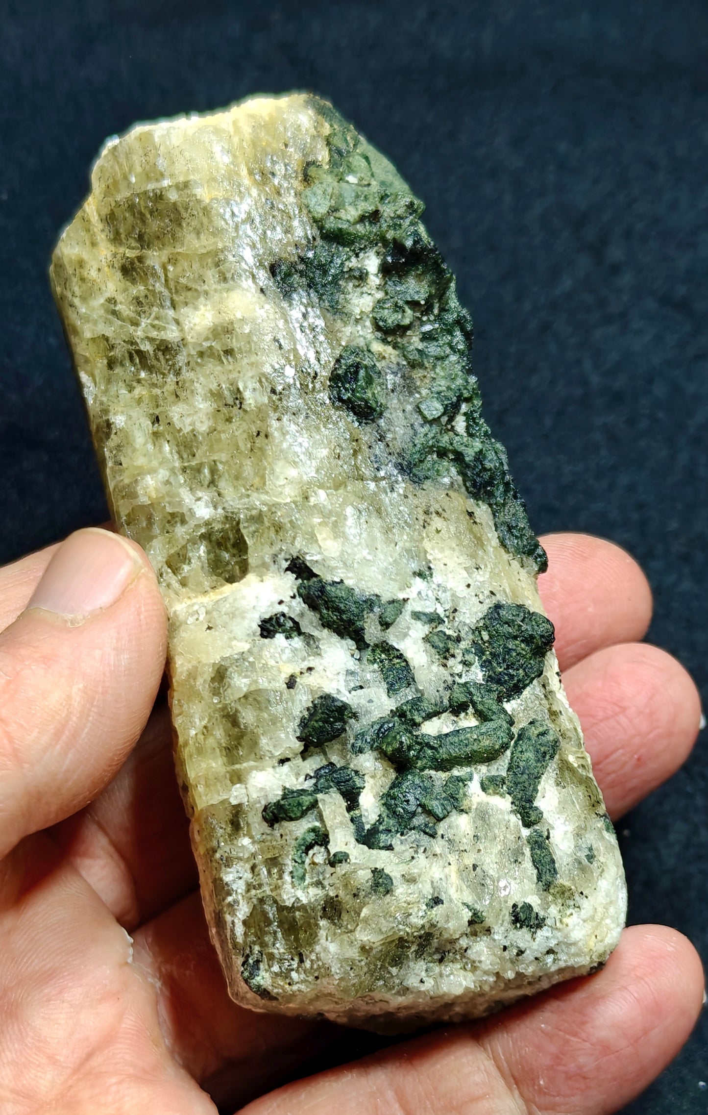 Scapolite crystal with associated epidote 327 grams