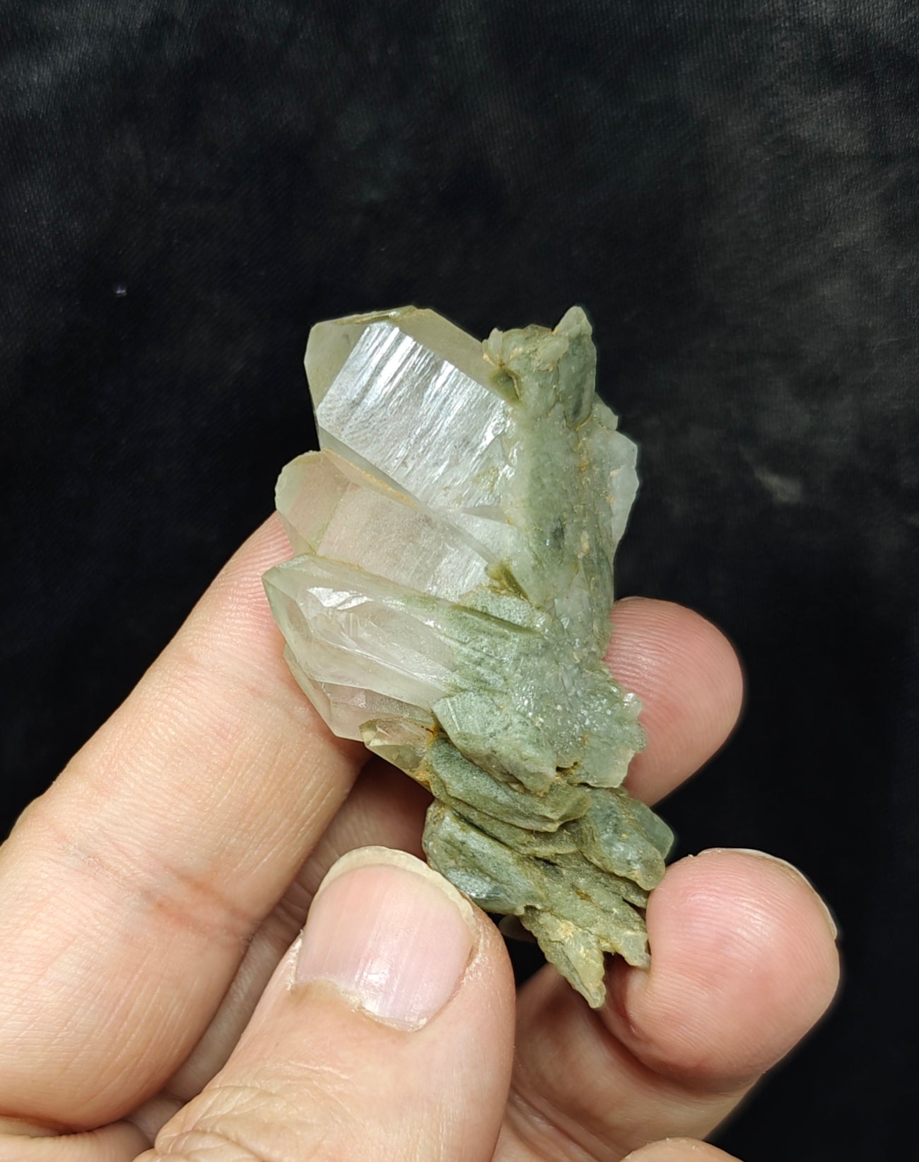 Natural chlorite quartz cluster 25 grams