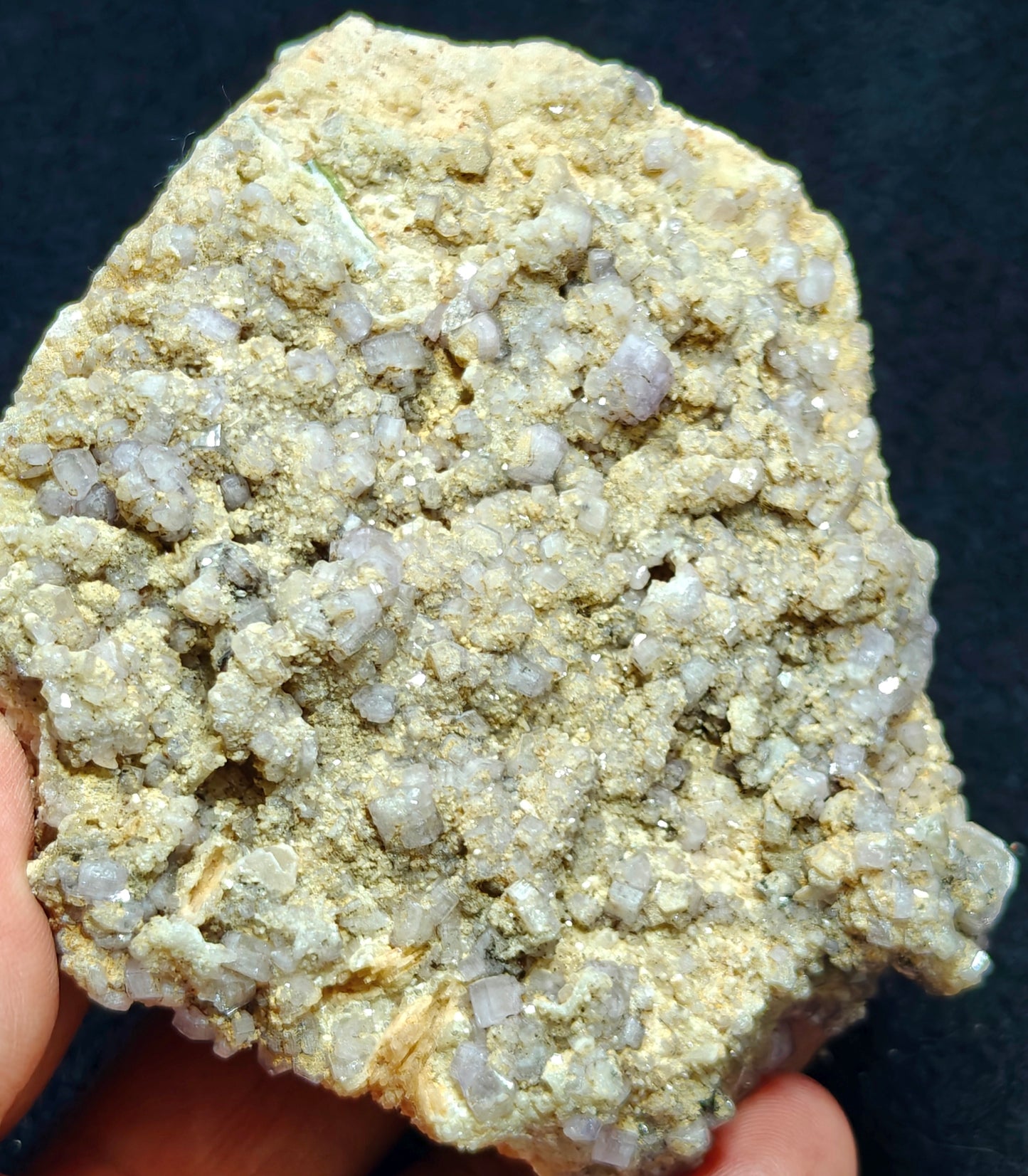 Purple Apatite crystals on matrix with a quartz and small Tourmaline crystal 280 grams