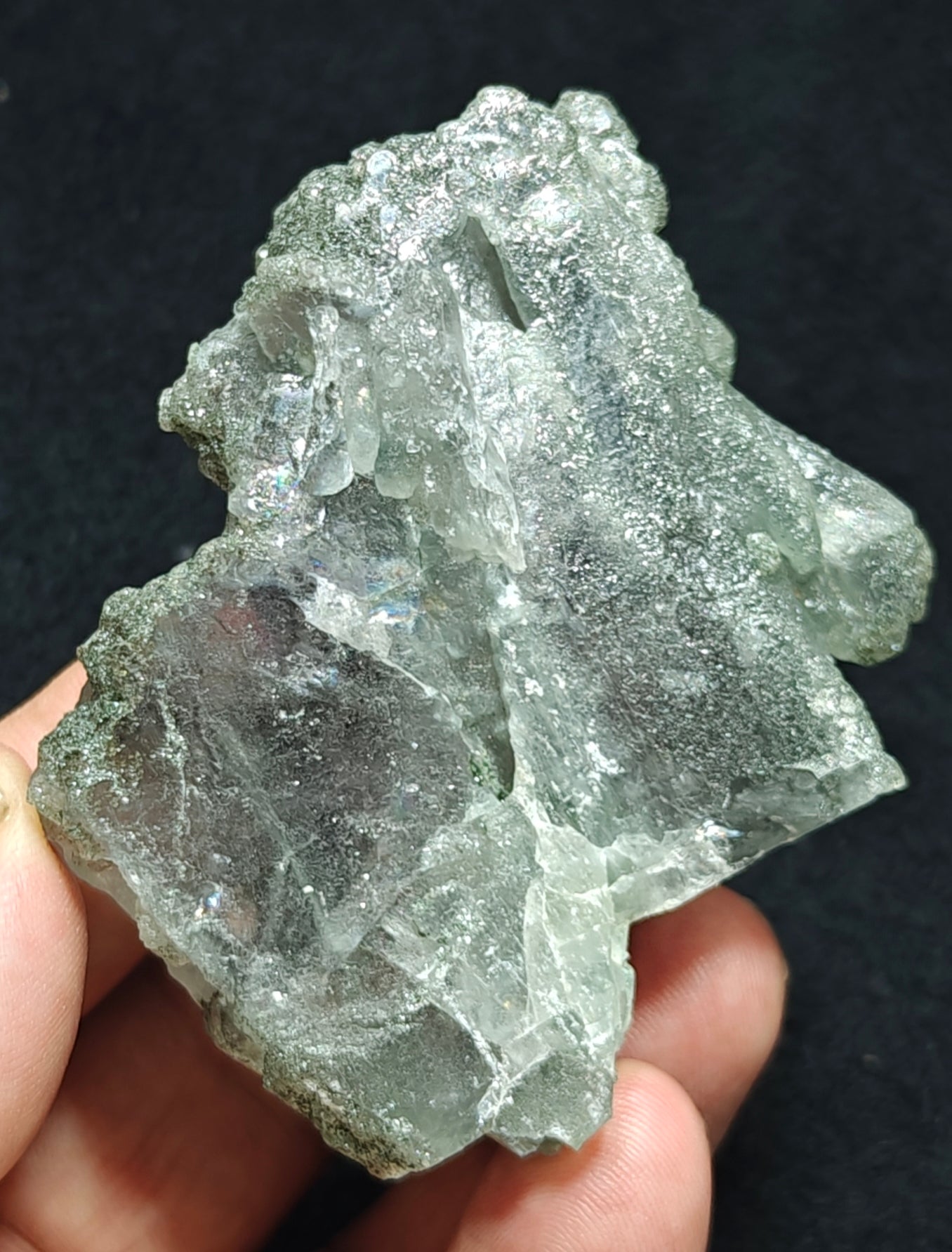 Light Purple Apatite with Green Inclusions of Byss-olite 162 grams