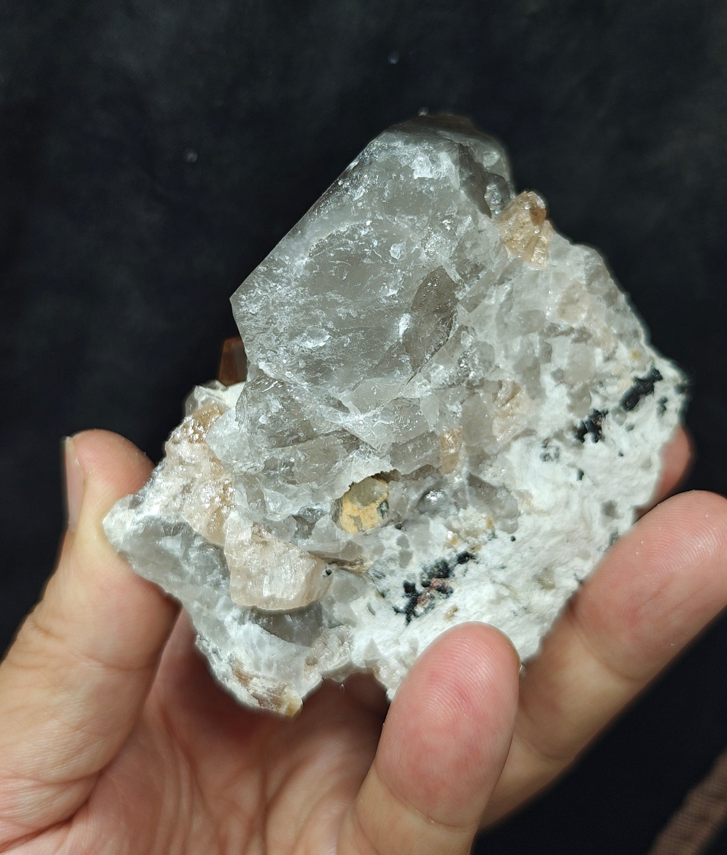 Peach color Topaz crystal on matrix 400 grams
