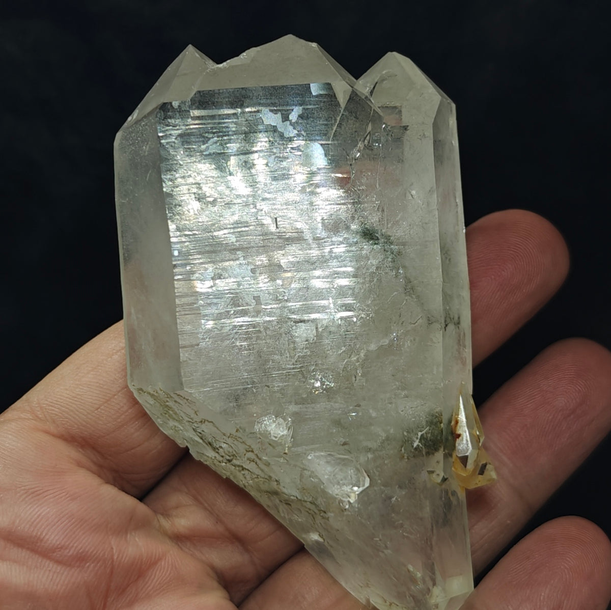 Natural faden quartz crystal with chlorite inclusions 172 grams