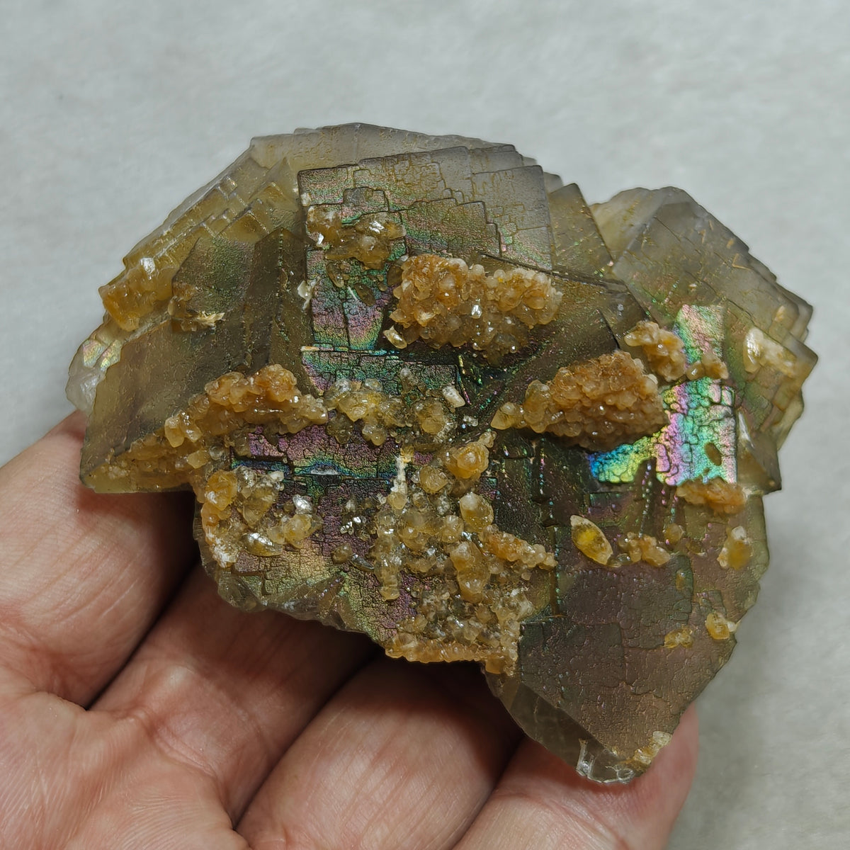 Natural iridescent Fluorite and Calcite 236 grams