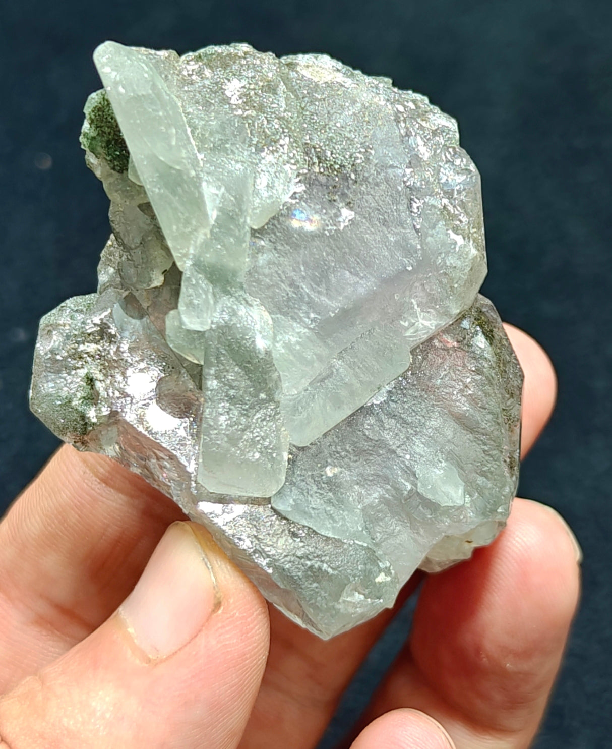 Light Purple Apatite with Green Inclusions of Byss-olite 115 grams