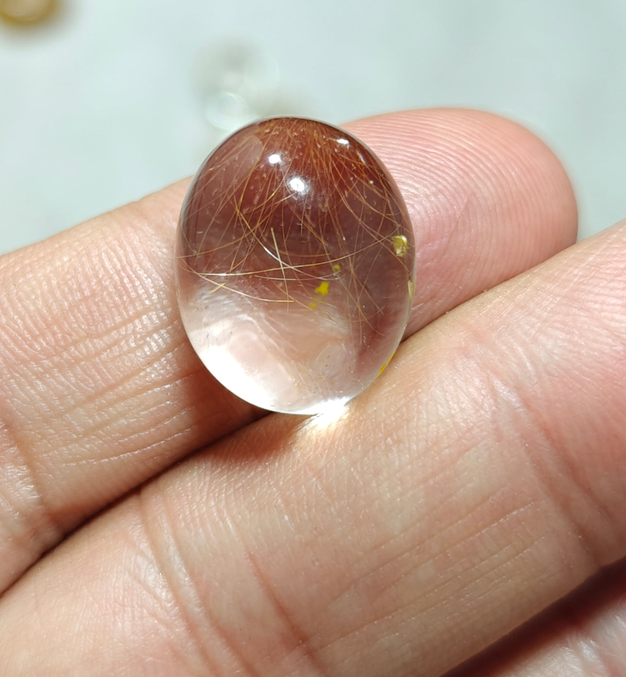Rutilated Brazilian included polished quartz Cabochon 200 grams