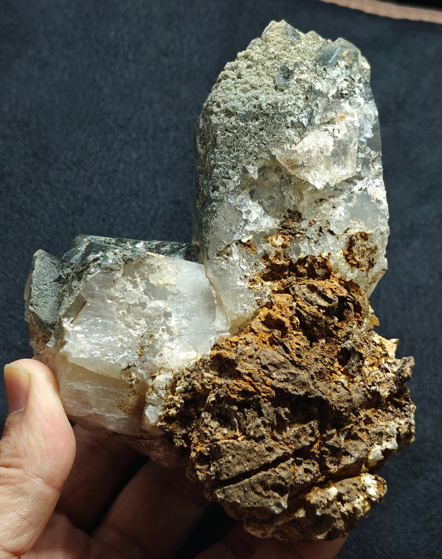Natural etched Chlorite Quartz with siderite specimen 968 grams