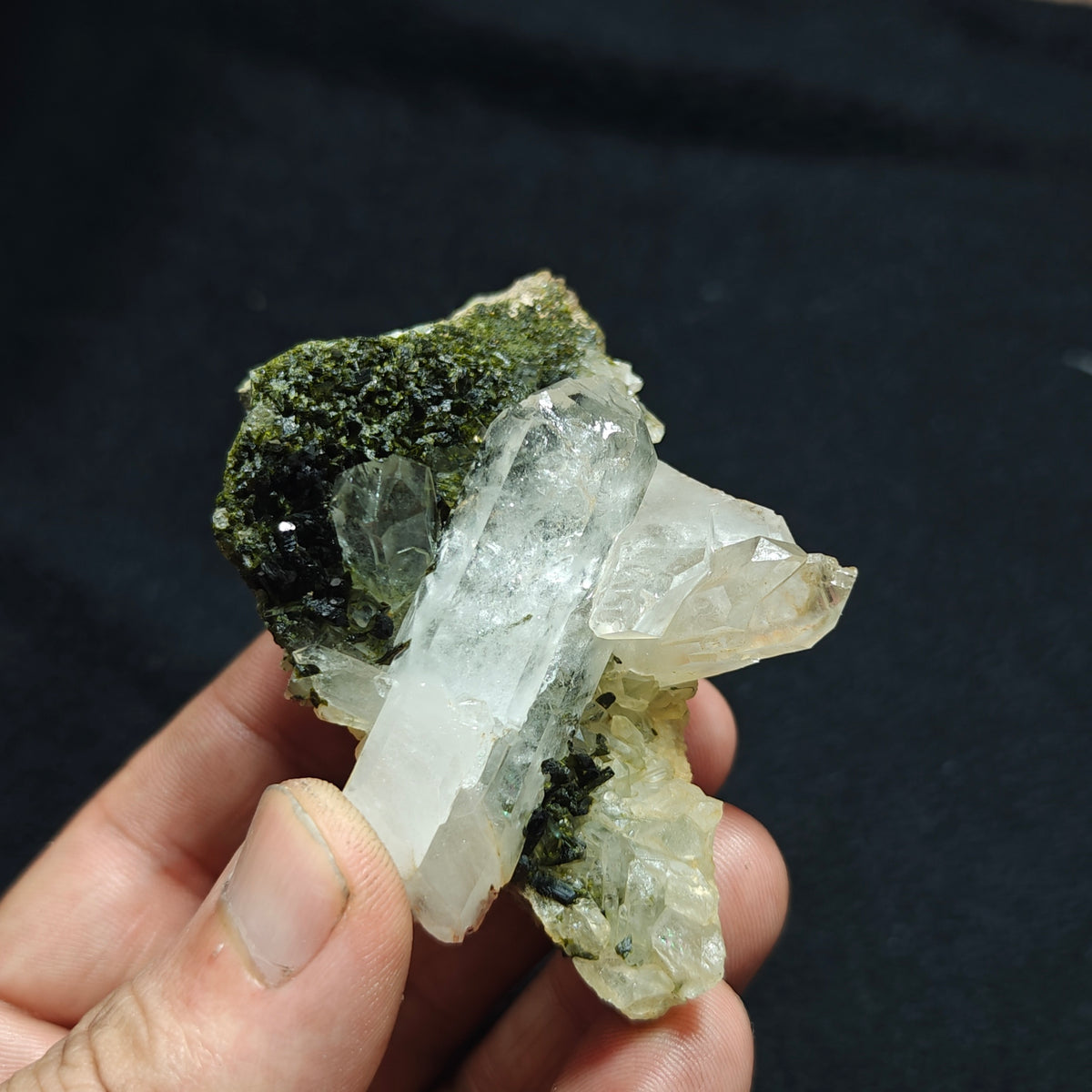 Natural Epidote quartz cluster 137 grams