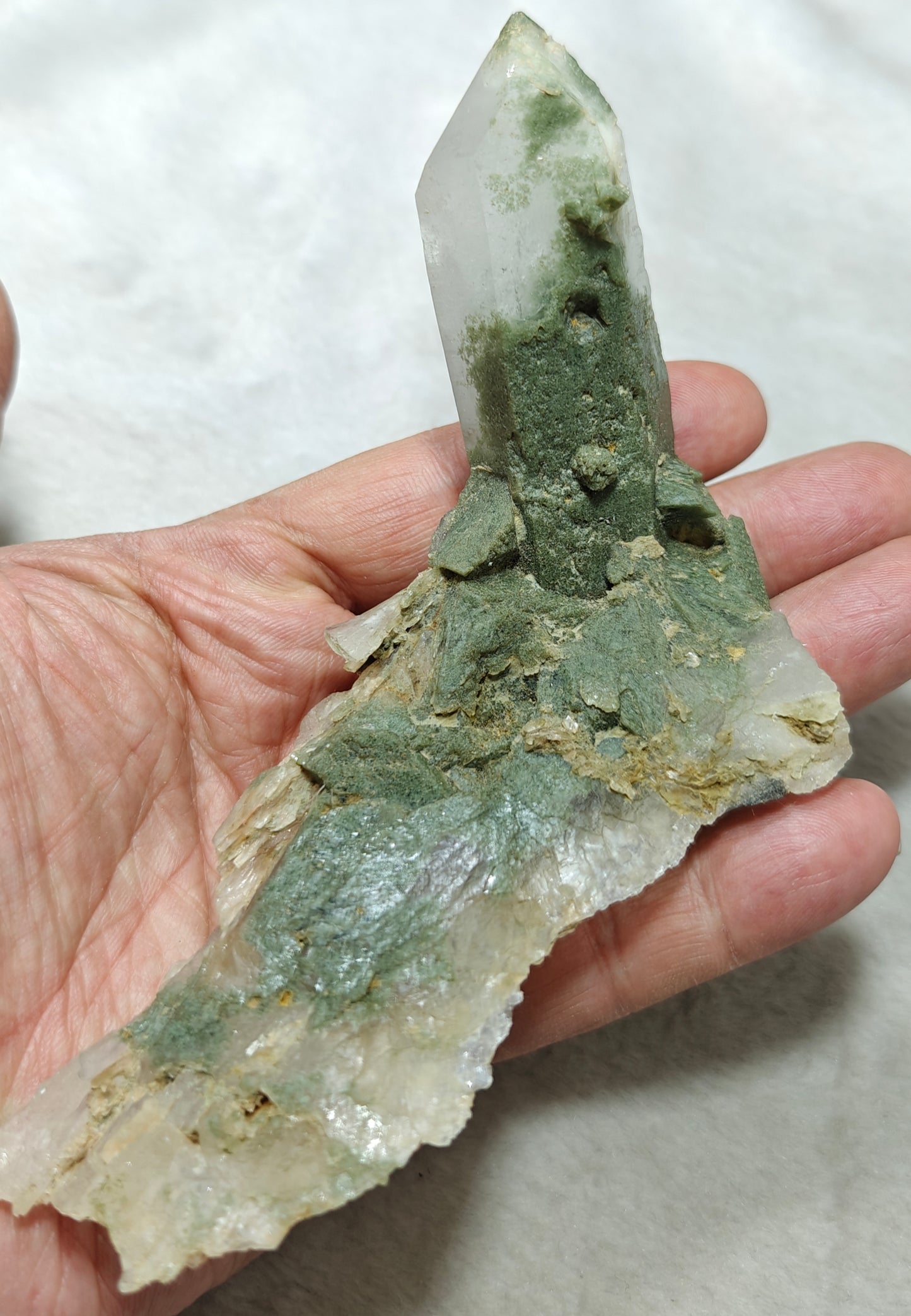 An Aesthetic Natural Specimen of beautifully terminated Chlorite Quartz Crystal 168 grams