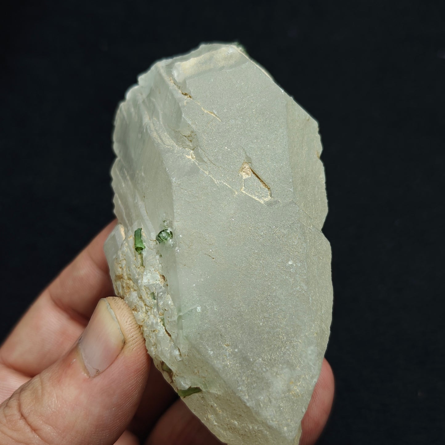 Natural quartz with green Tourmalines 265 grams