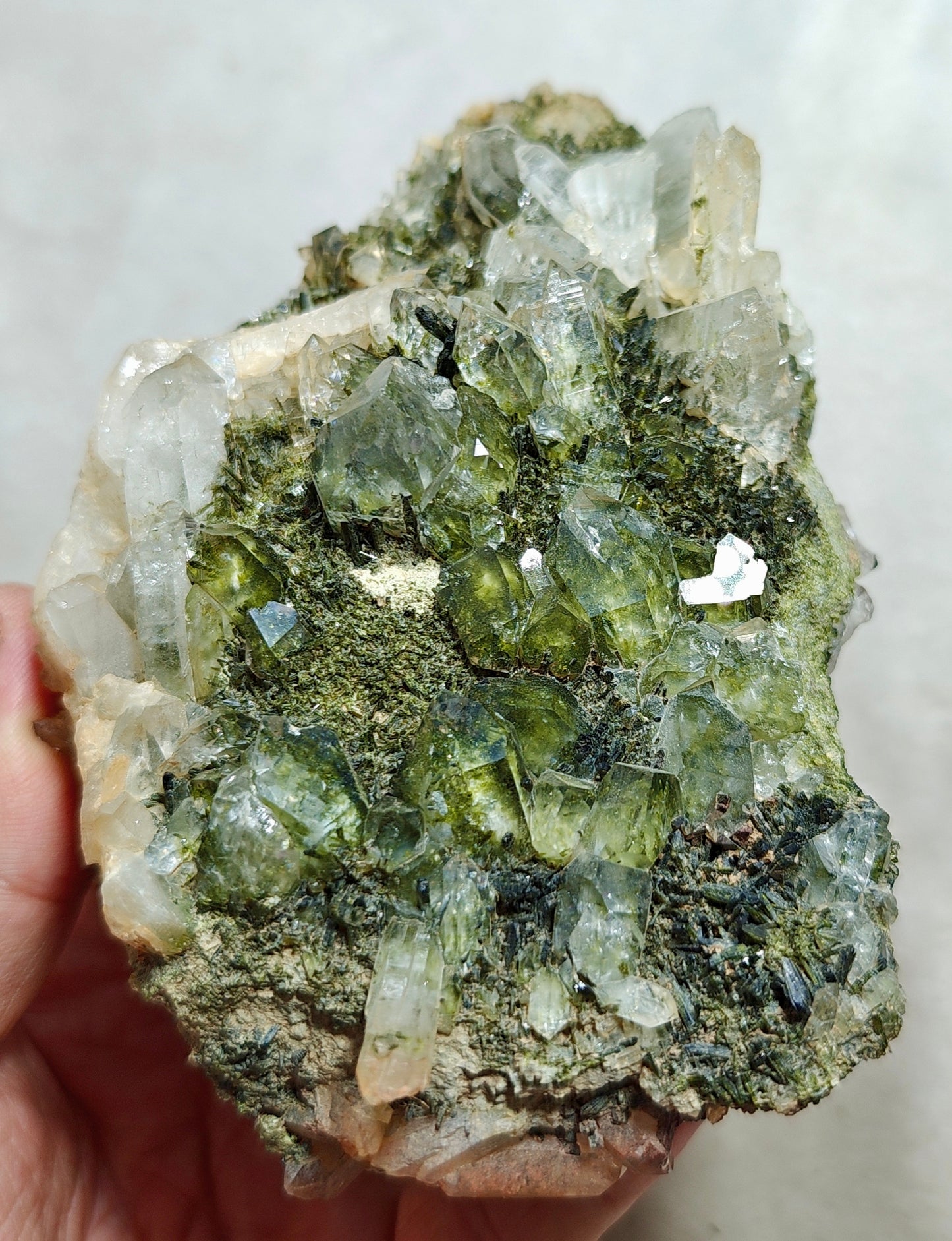 Natural Quartz and Epidote cluster 800 grams