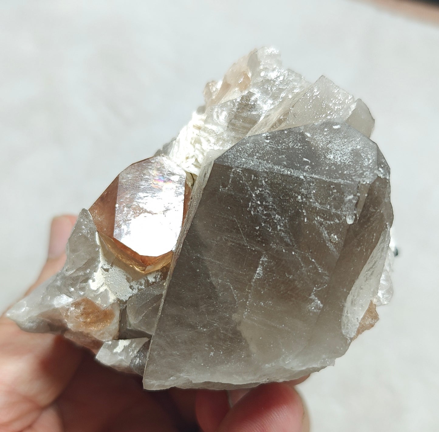 Peach color Topaz crystal on matrix 400 grams