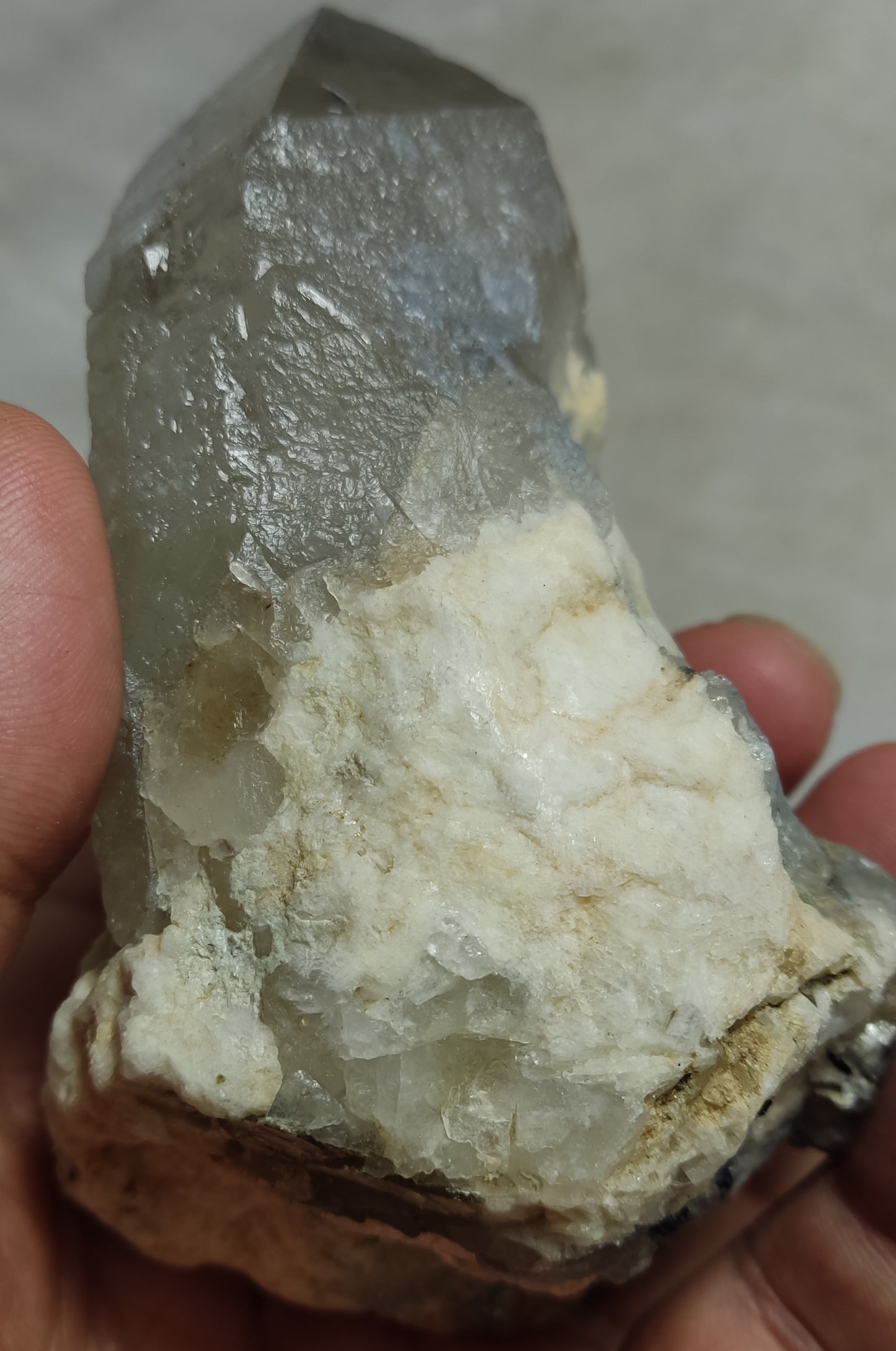 Natural Terminated Quartz Crystal with Blue Indicolite Hues 436 grams