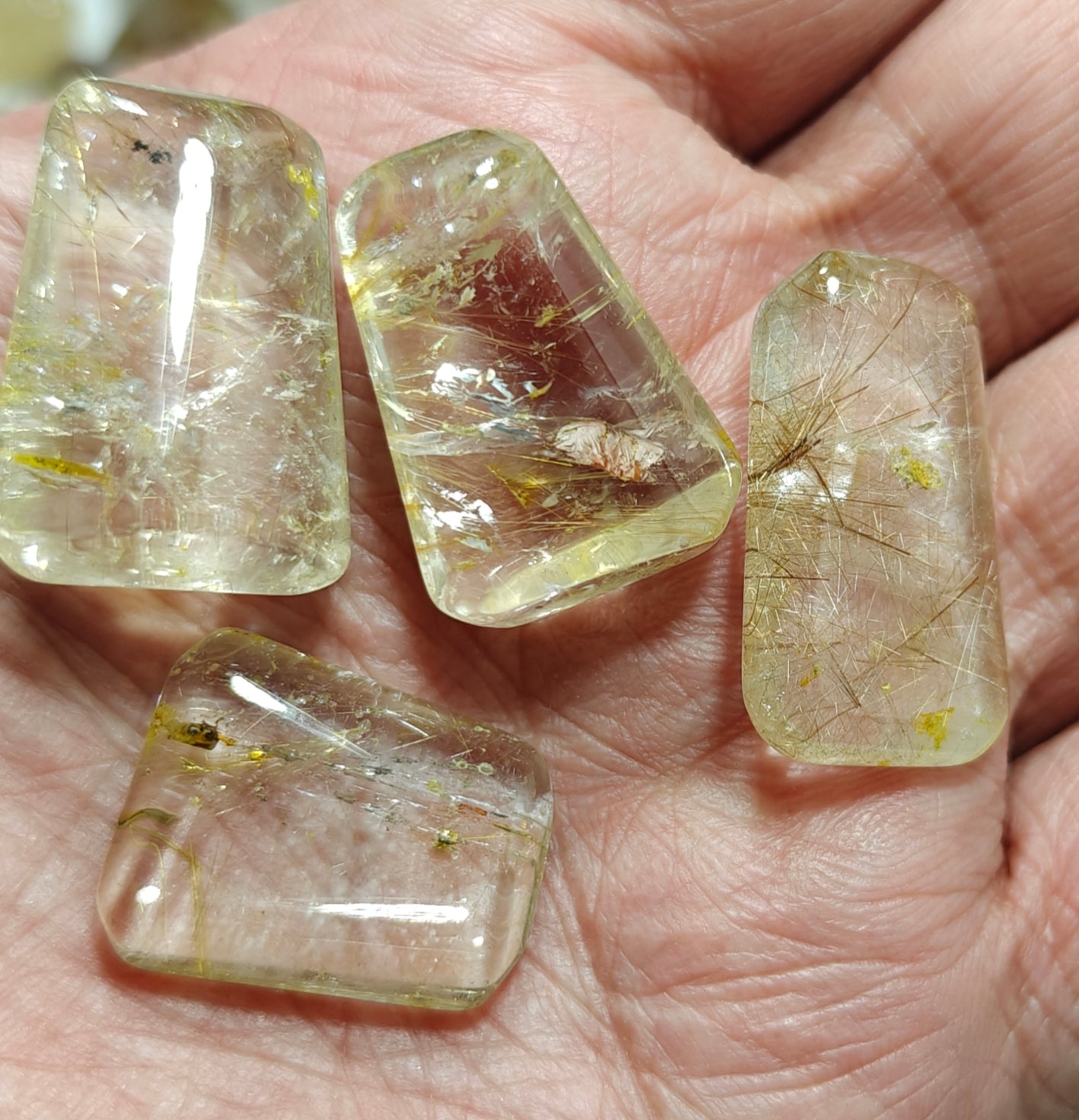 Rocks Gems Minerals Crystals Stones: Lot of Rutilated polished quartz tumbles 650 grams