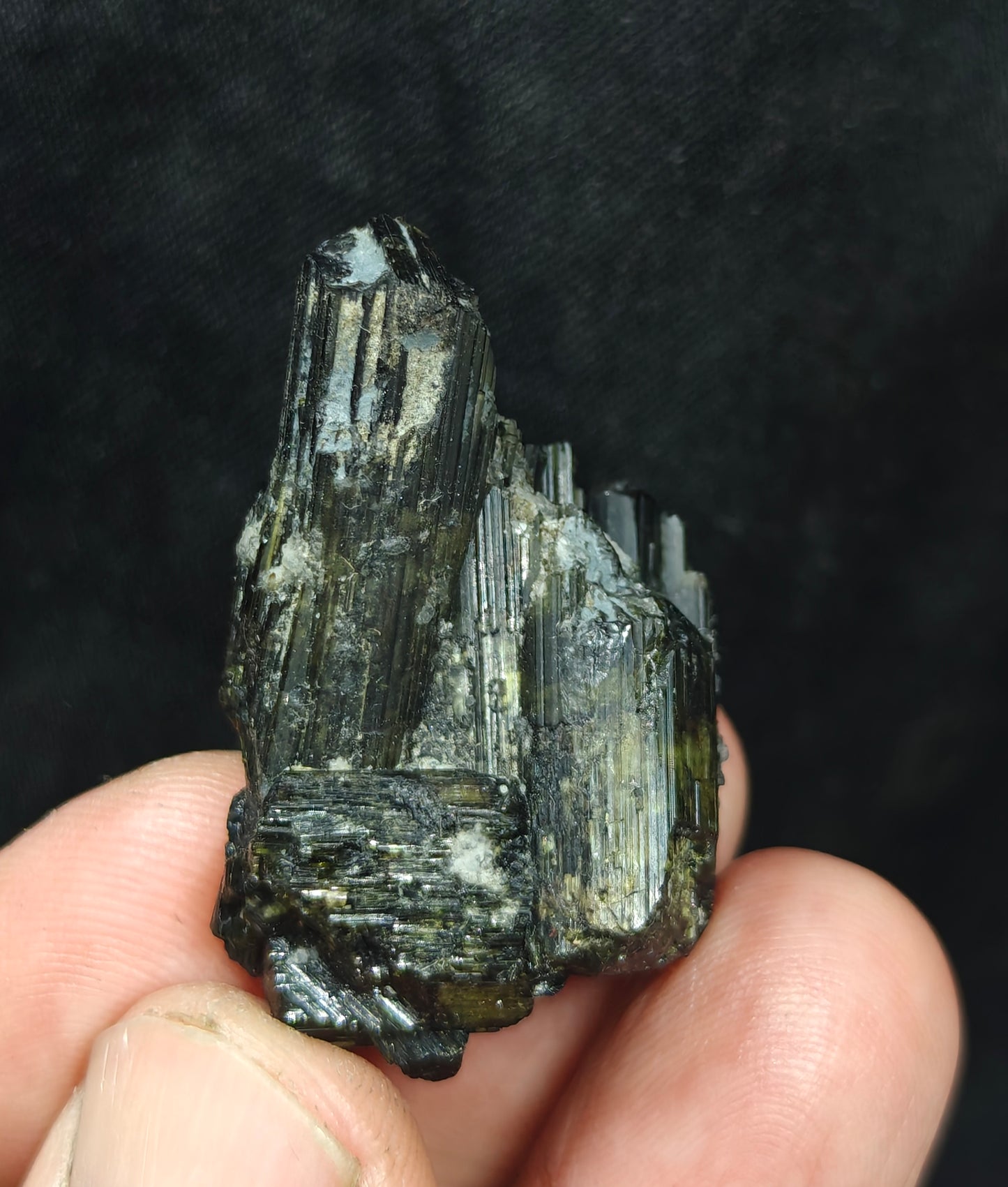 Dark green color Tourmaline crystal with chatoyance  21 grams