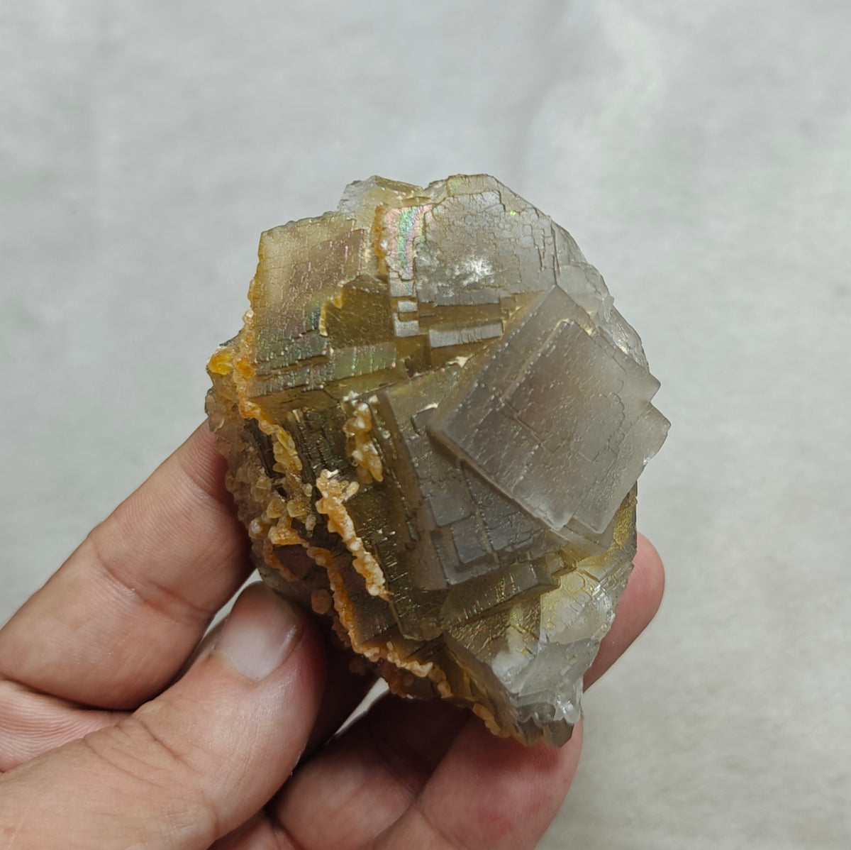 Natural iridescent Fluorite and Calcite 236 grams