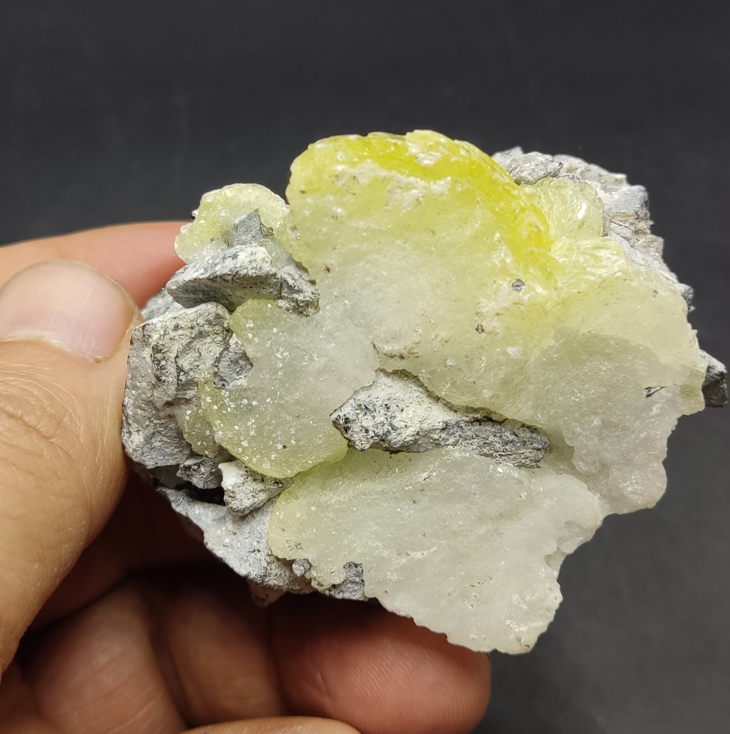 Natural Yellow brucite on Matrix with Chromite 108 grams