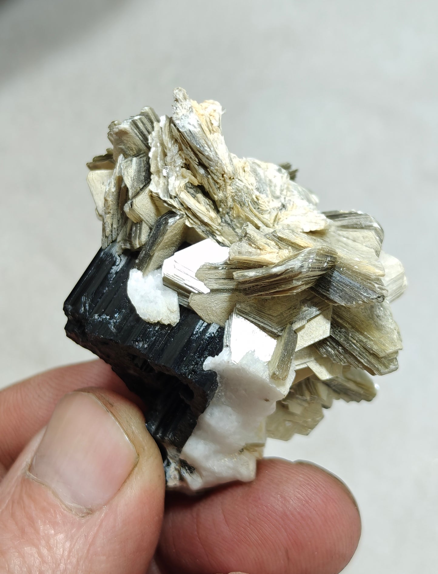 An Aesthetic Natural specimen of combination of Albite, Schorl, and Muscovite 54 grams