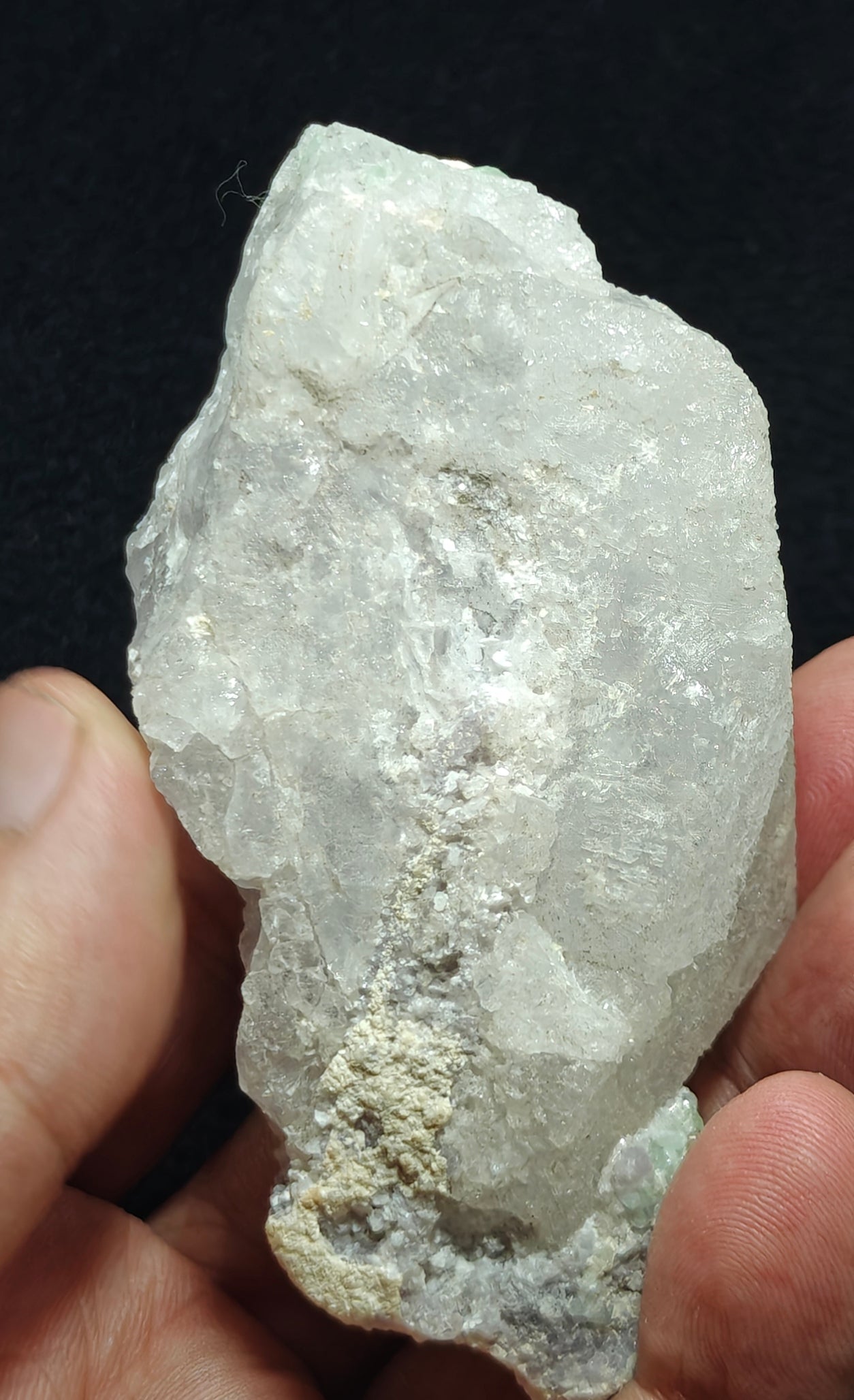 Natural etched pollucite with green tourmalines 260 grams