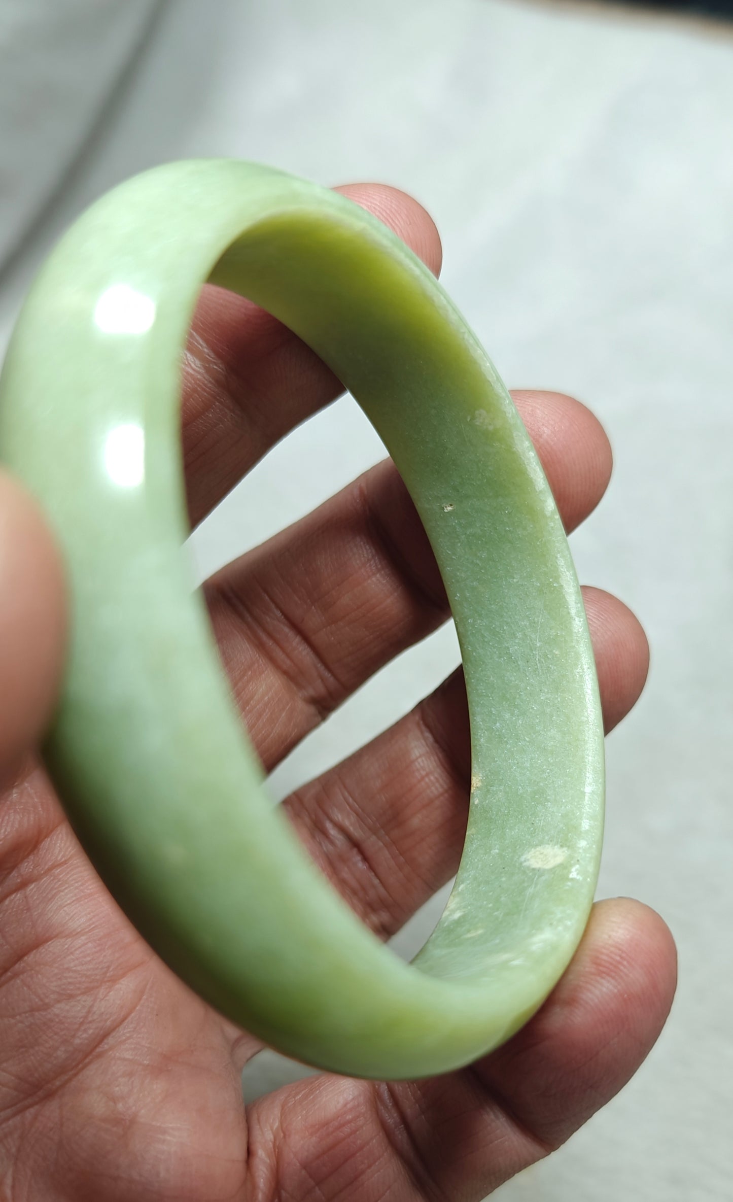 65 mm Size natural serpentine Bangle olive green color