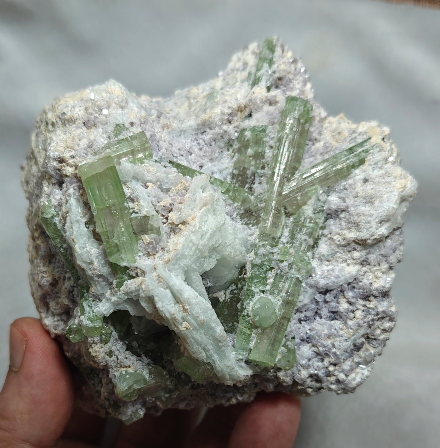 Bicolor Tourmalines crystals on matrix with lepidolite 1105 grams