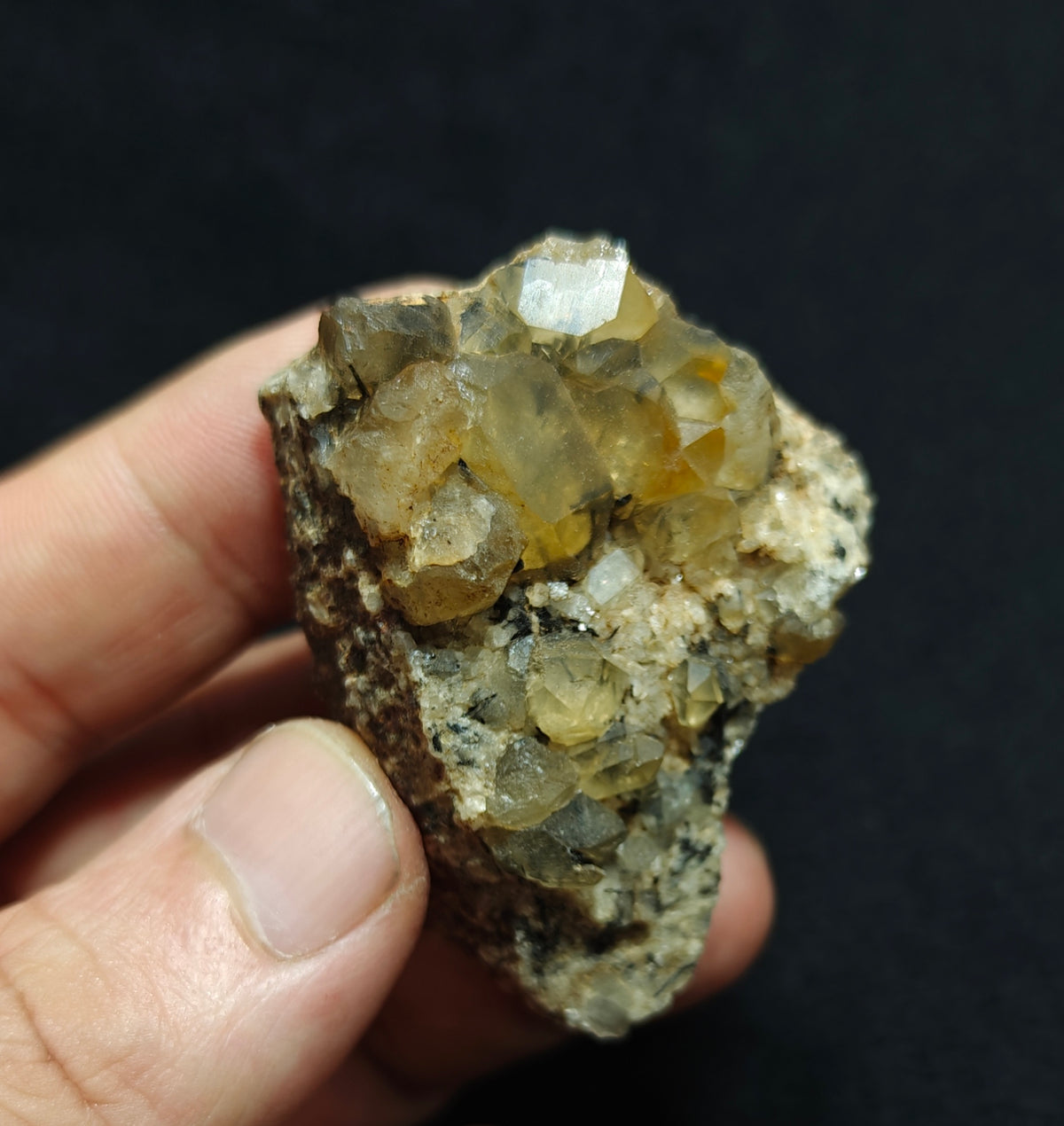Astrophyllite included Quartz Crystals cluster with aegirine inclusions 66 grams