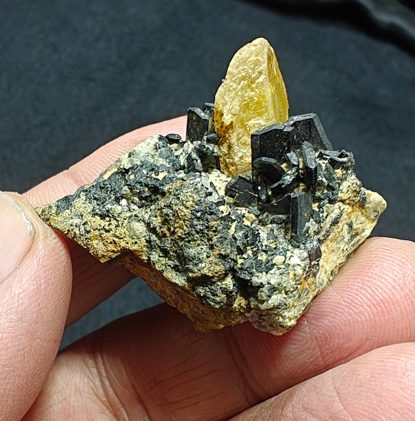 Titanite sphene with actinolite or aegirine on matrix 21g